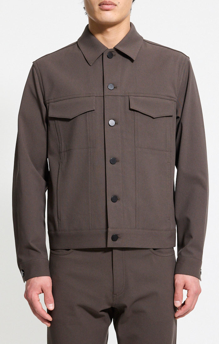 River Trucker Jacket in Neoteric Twill Classic Brown
