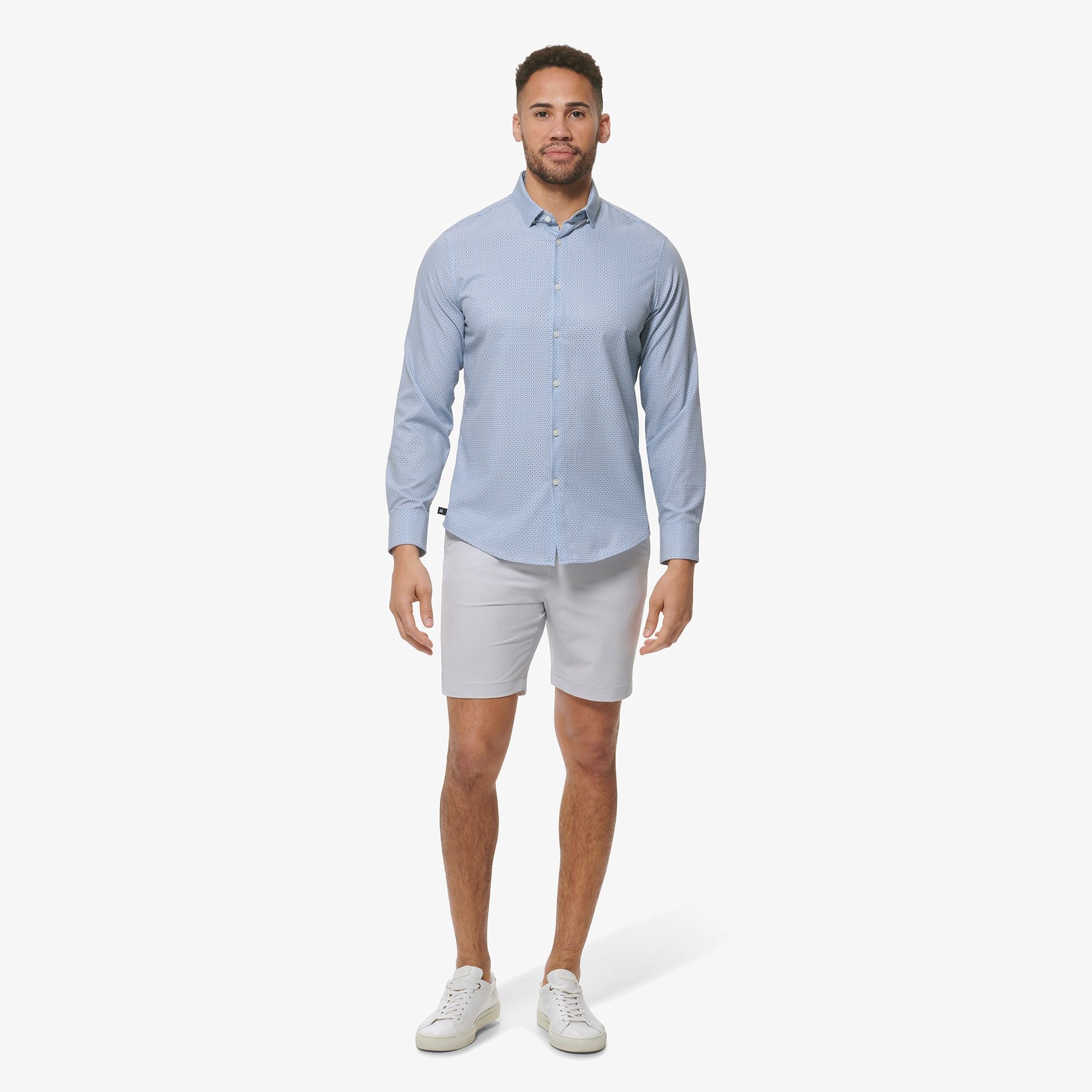 Leeward No Tuck Long Sleeve Shirt Ashley Blue Floral Geo
