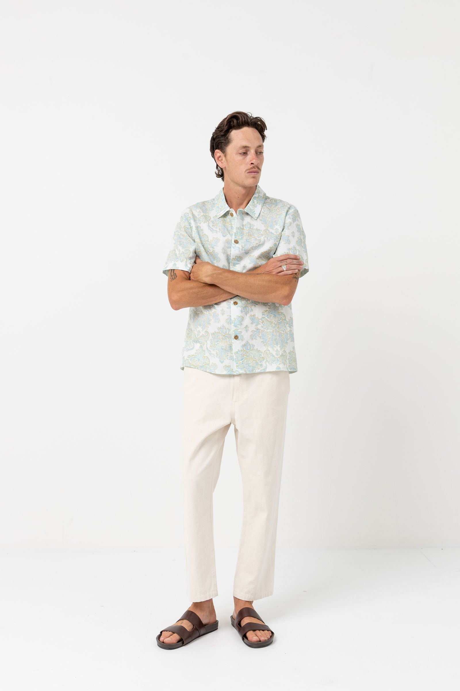 Paisley Short Sleeve Shirt Vintage White
