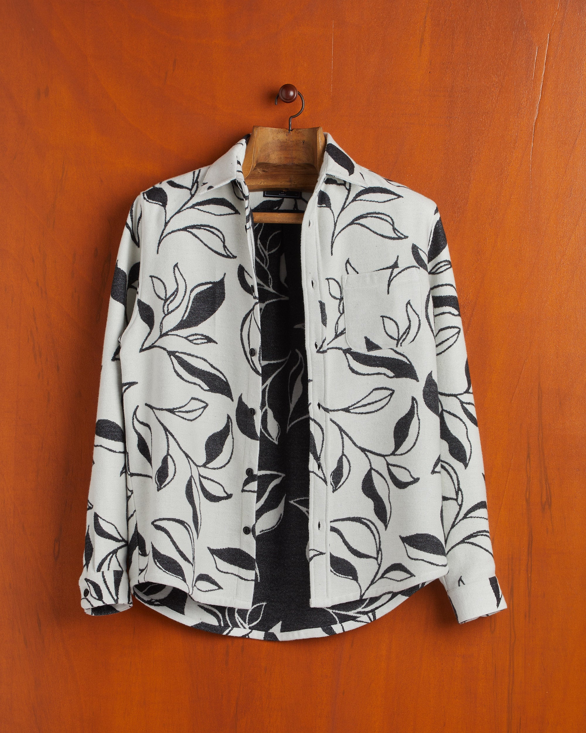 Branch Printed Shirt White Leaf Print