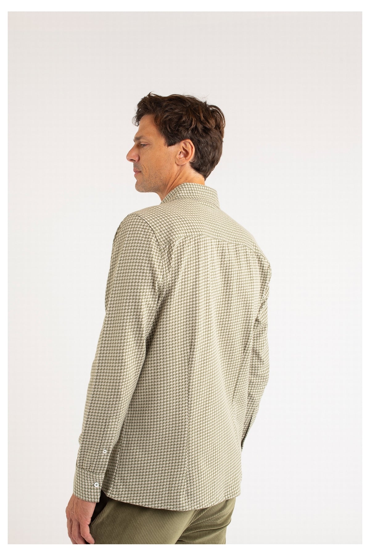 Mats Dauphine Houndstooth Dress Shirt Cypress Green