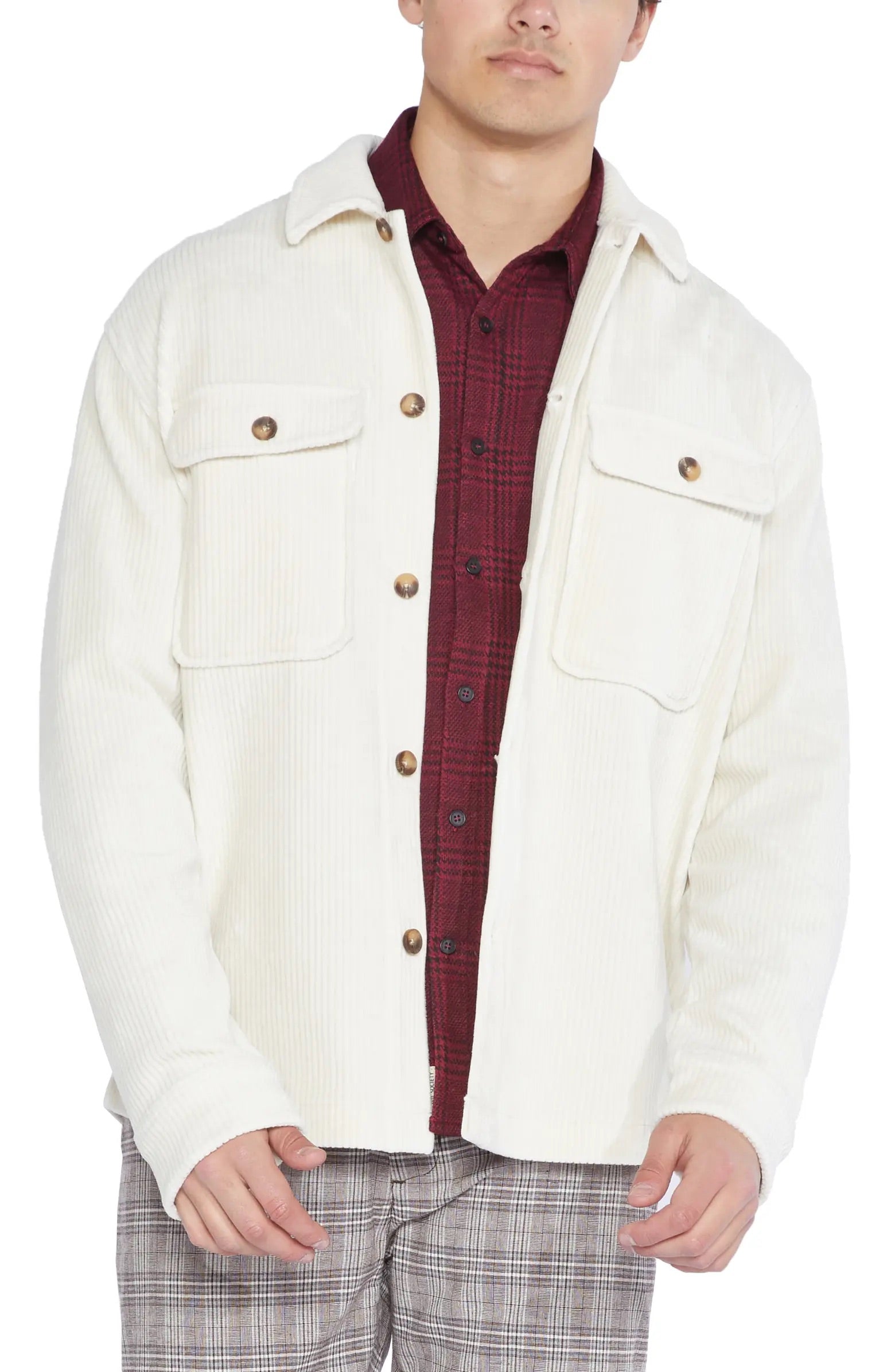 Durbin Stretch Corduroy Shirt Jacket Cream