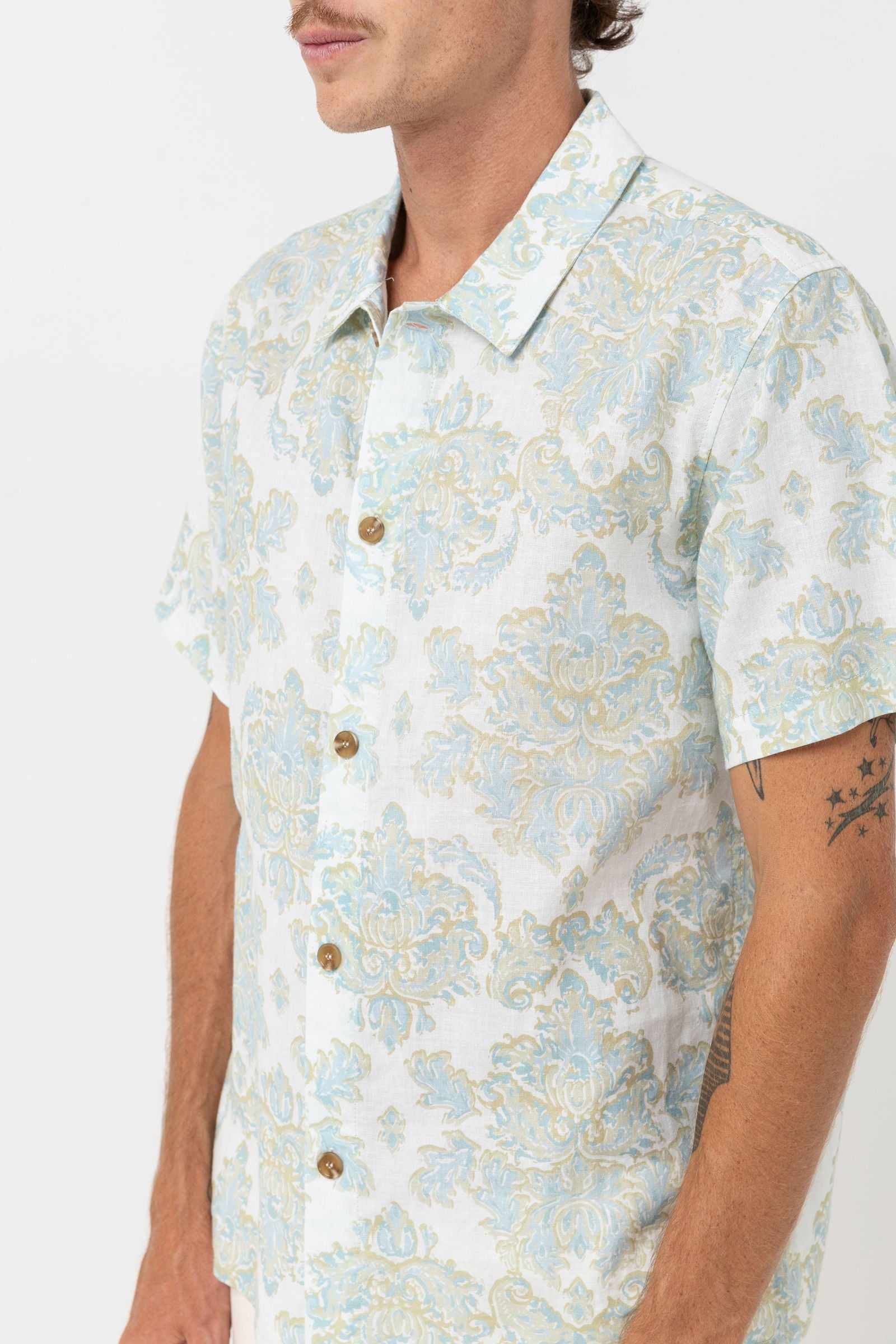 Paisley Short Sleeve Shirt Vintage White