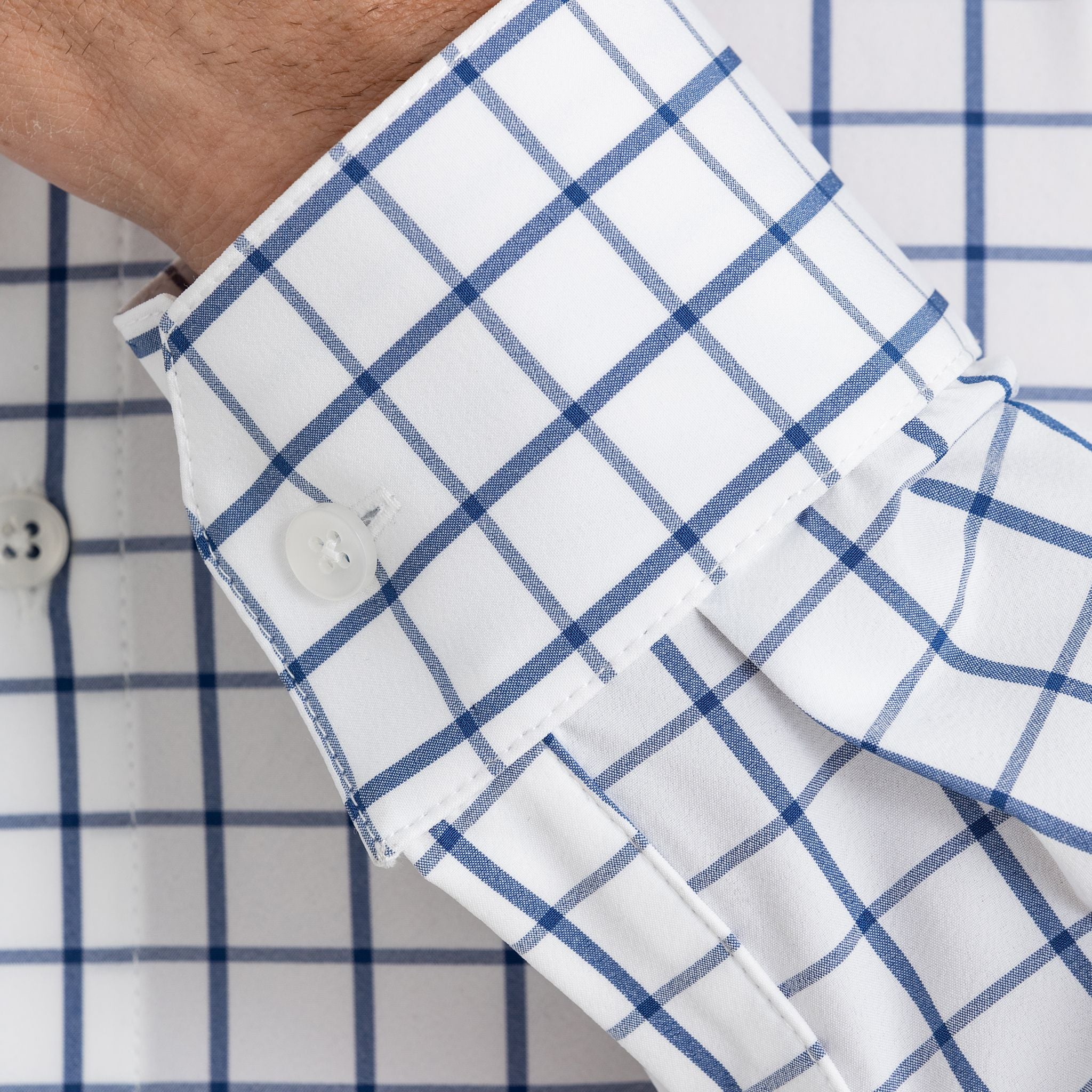 Leeward Long Sleeve Shirt White/ Navy Windowpane