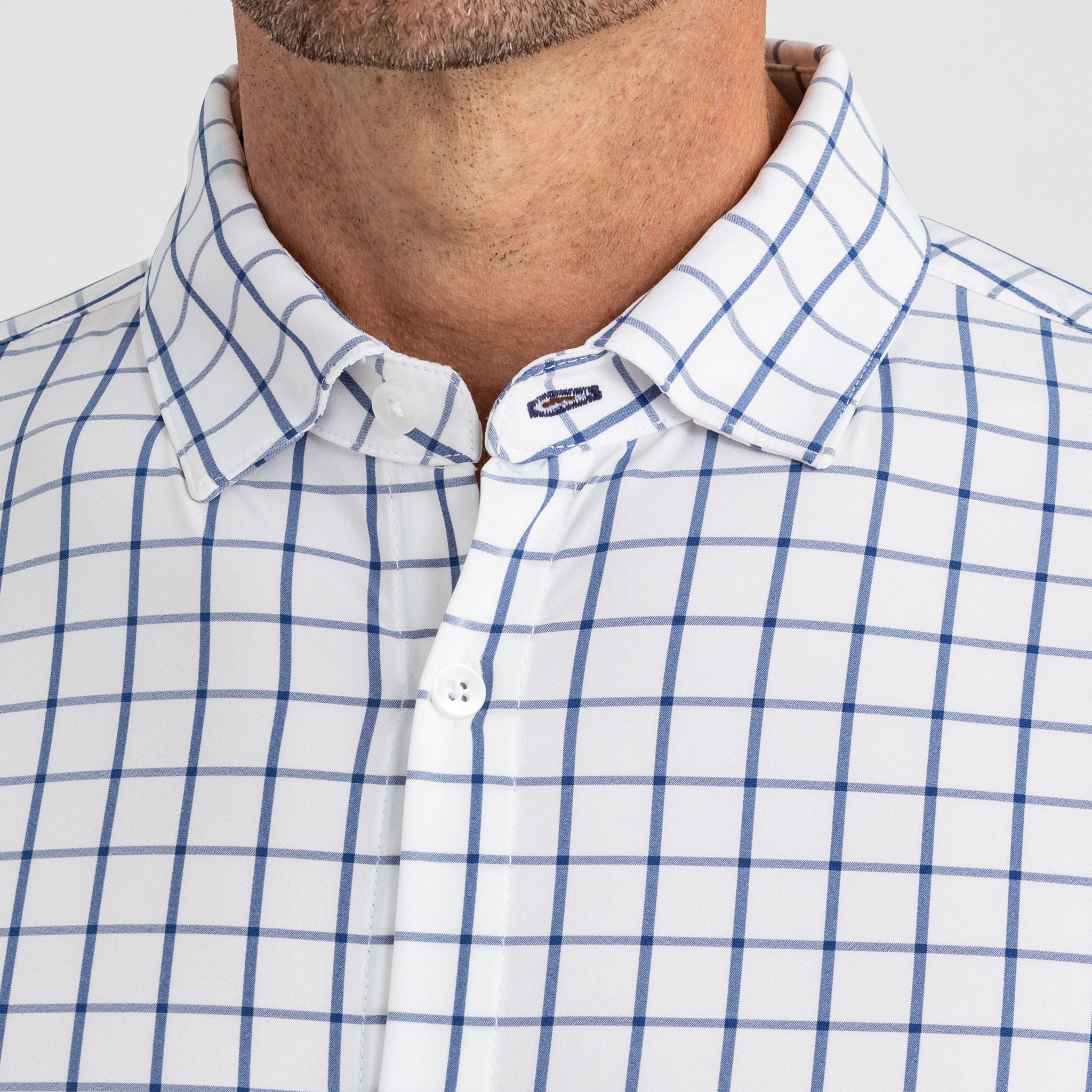 Leeward Long Sleeve Shirt White/ Navy Windowpane
