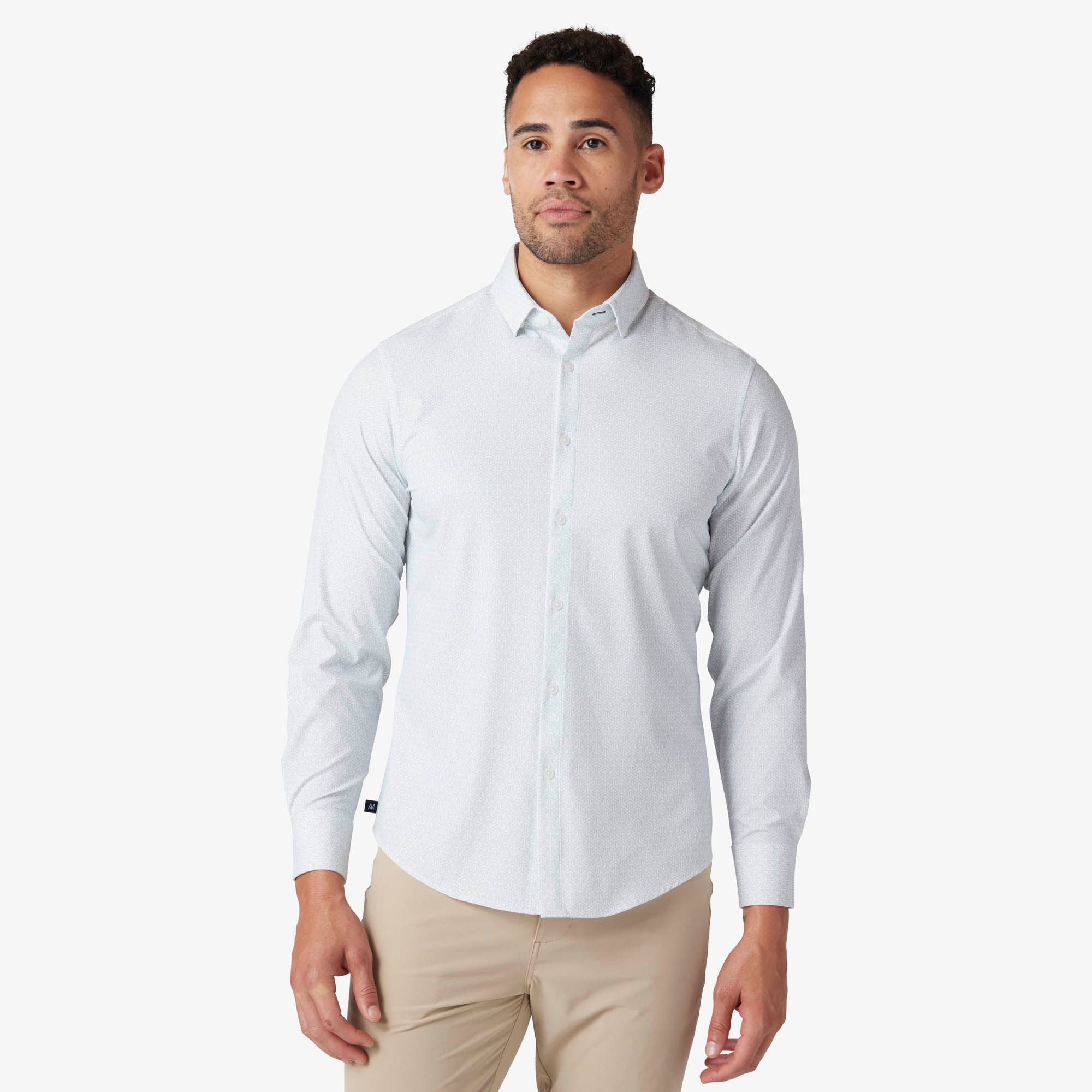 Leeward "No Tuck" Long Sleeve Dress Shirt White Mosaic