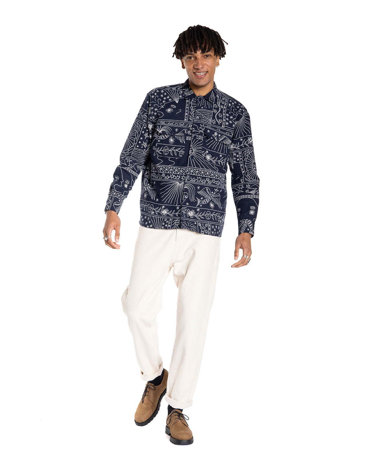 Nightless Jacquard Long Sleeve Shirt Navy