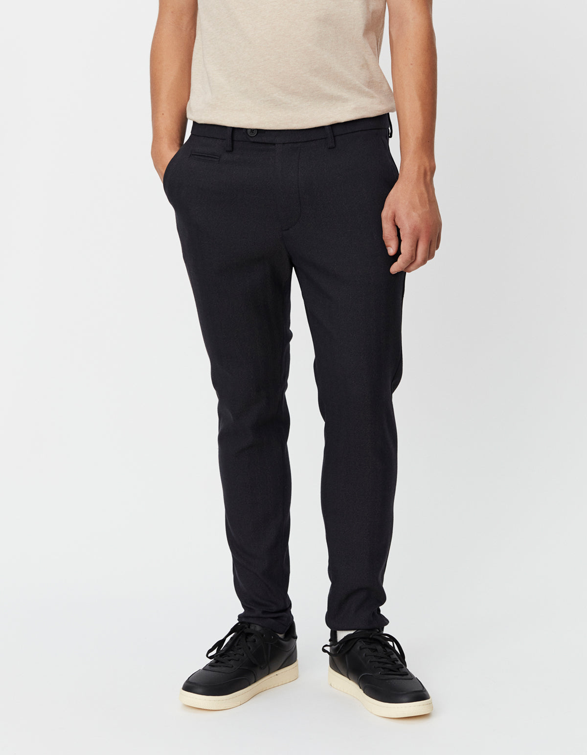 Como Herringbone Suit Pants - Dark Navy