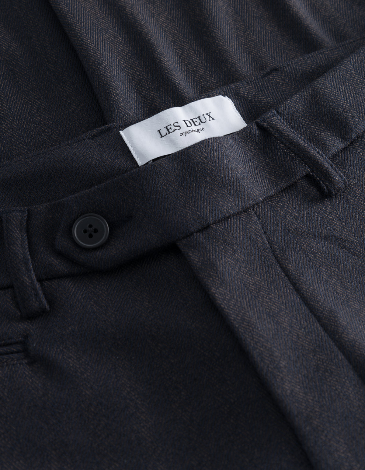 Como Herringbone Suit Pants - Dark Navy