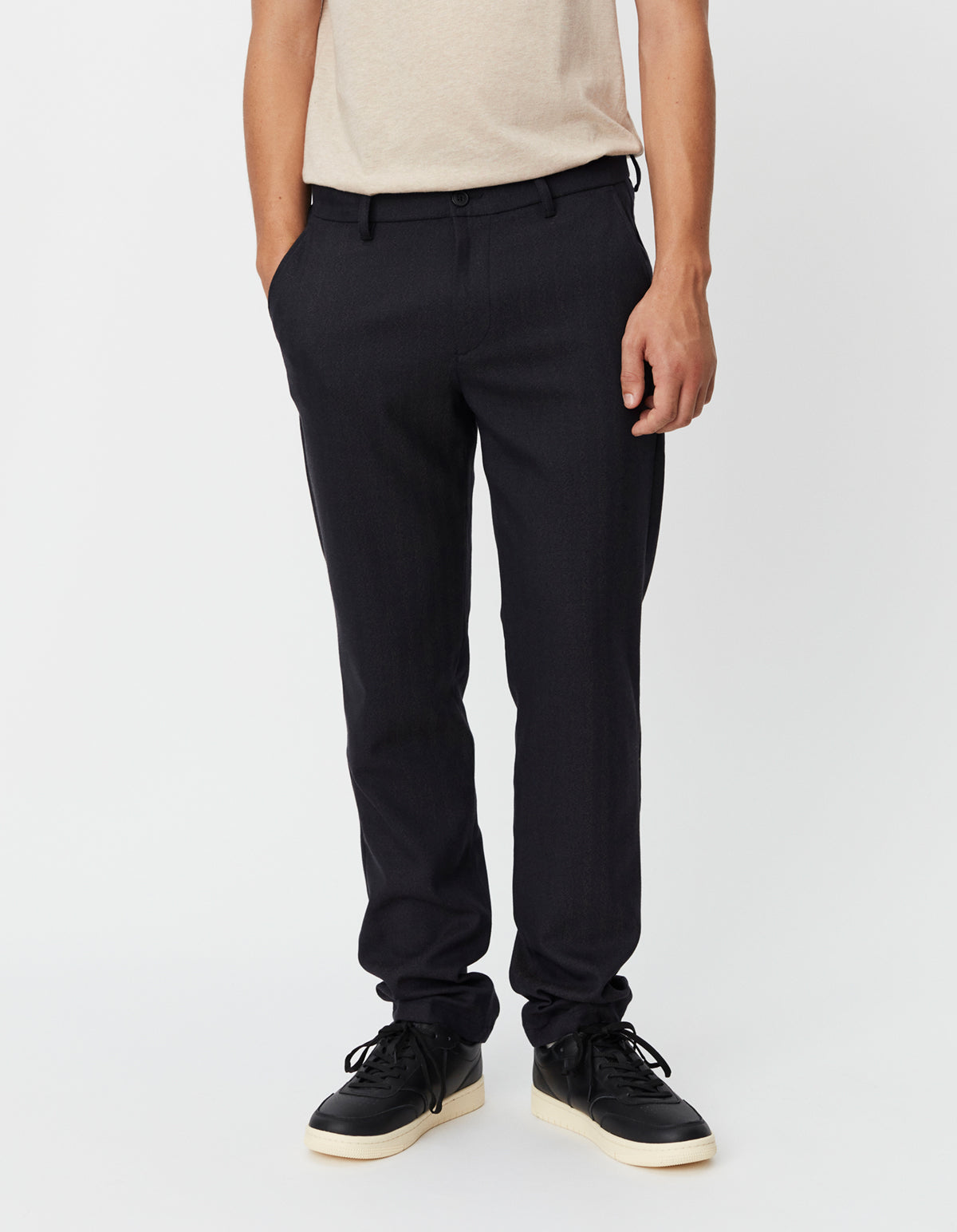 Como Reg Herringbone Suit Pants - Dark Navy