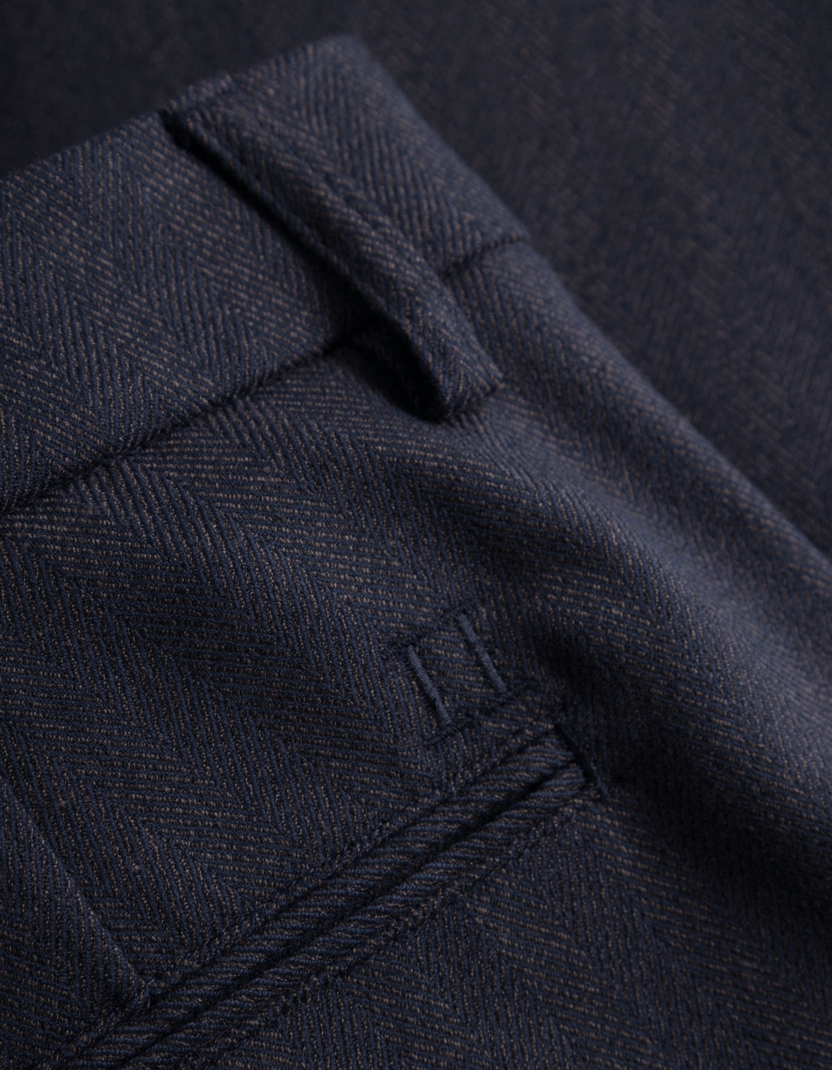 Como Reg Herringbone Suit Pants - Dark Navy
