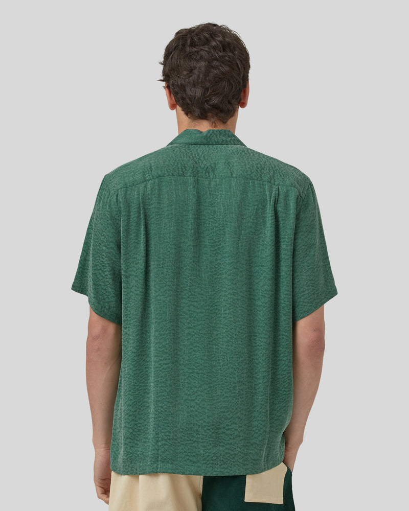 Finger Print Short Sleeve Shirt Green