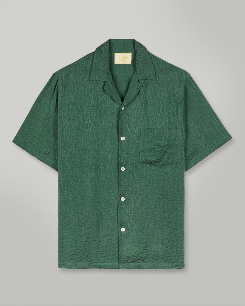 Finger Print Short Sleeve Shirt Green