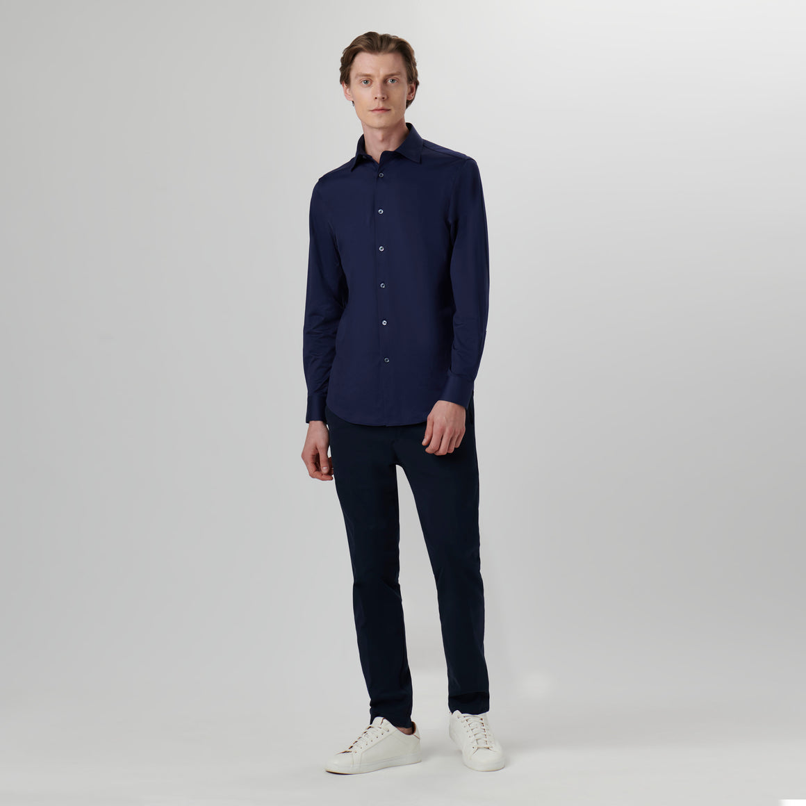 OOOHCotton James Long Sleeve Shirt Navy