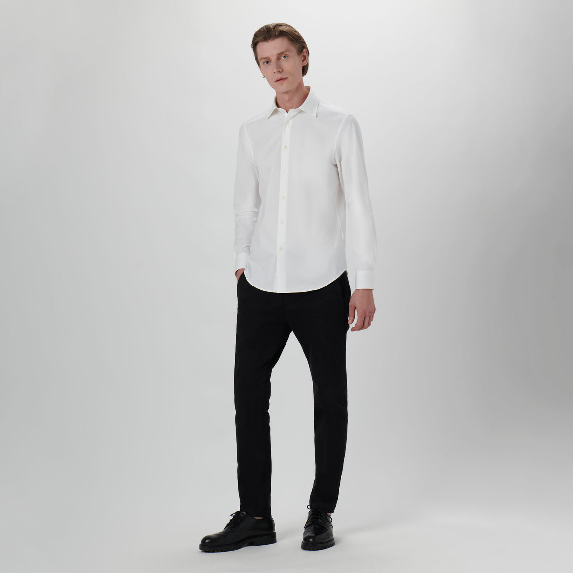 OOOHCotton James Long Sleeve Shirt - Solids White