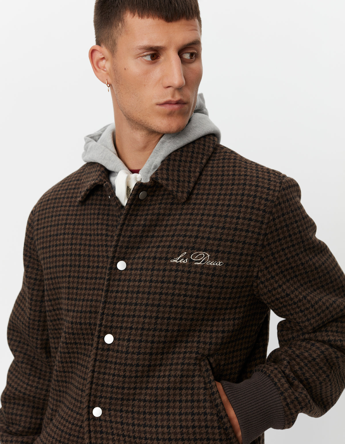 Les Deux Varsity Houndstooth Wool Jacket