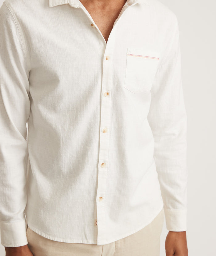 Classic Stretch Selvage Long Sleeve Shirt - Natural