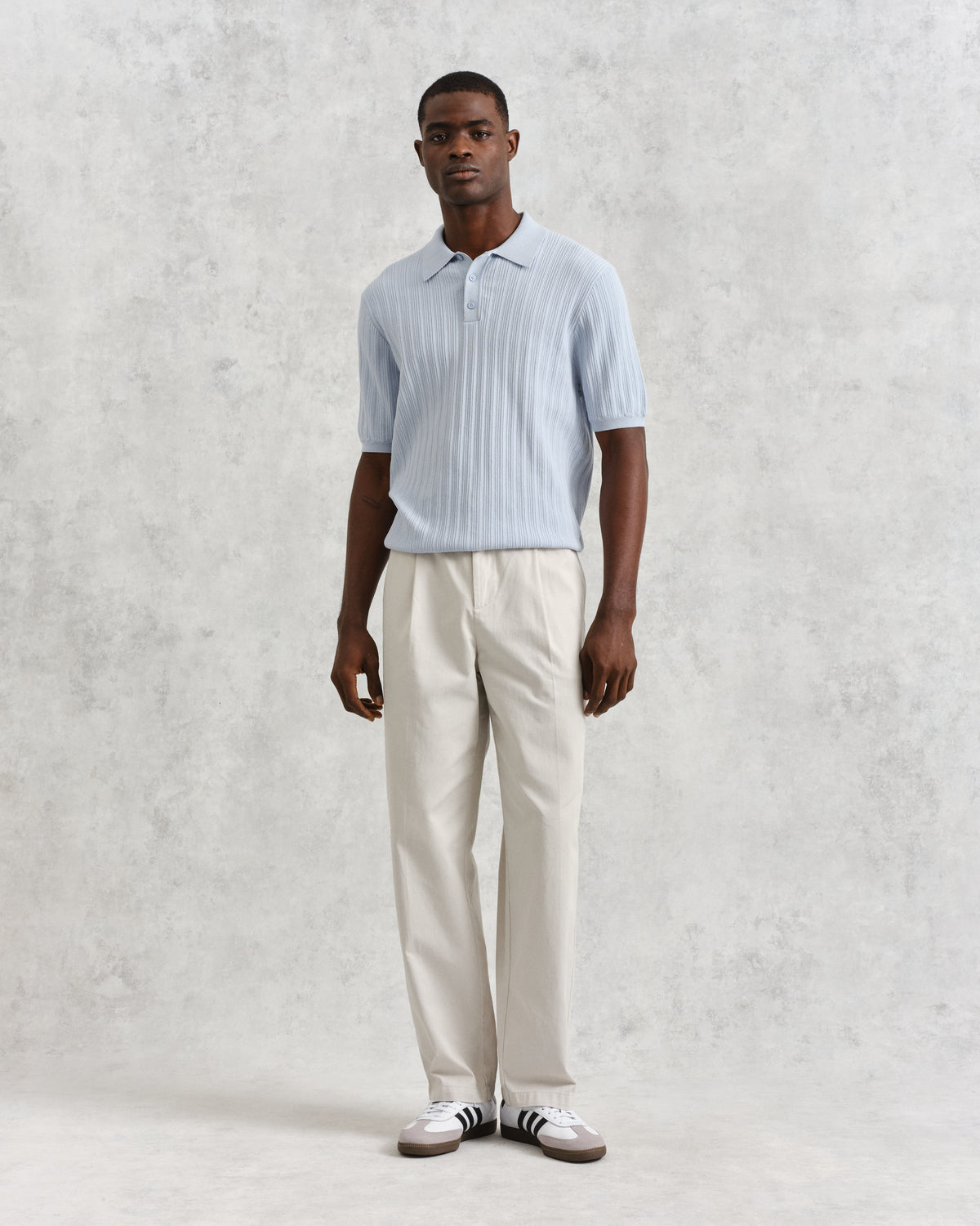 Naples Vertical Knit Polo Blue