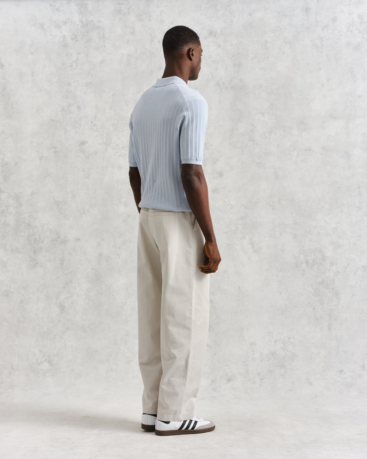 Naples Vertical Knit Polo Blue