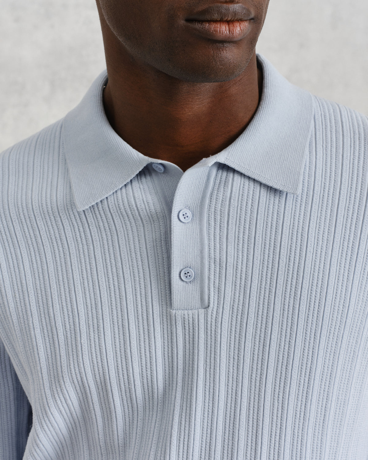 Naples Vertical Knit Polo Blue
