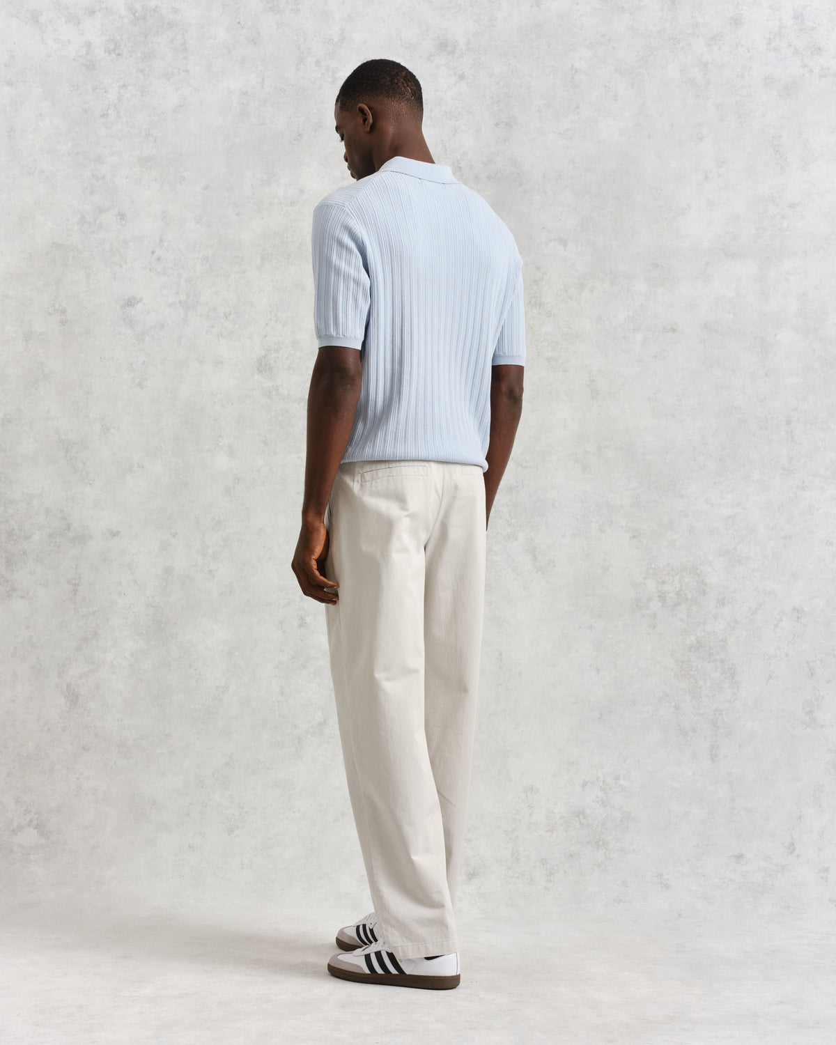 Naples Vertical Knit Polo Blue