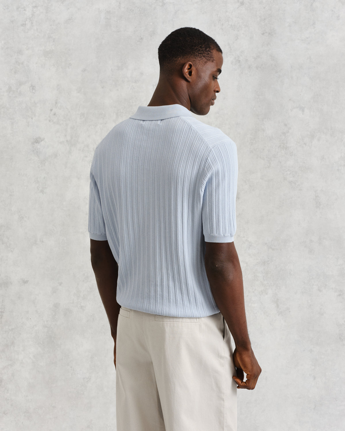 Naples Vertical Knit Polo Blue