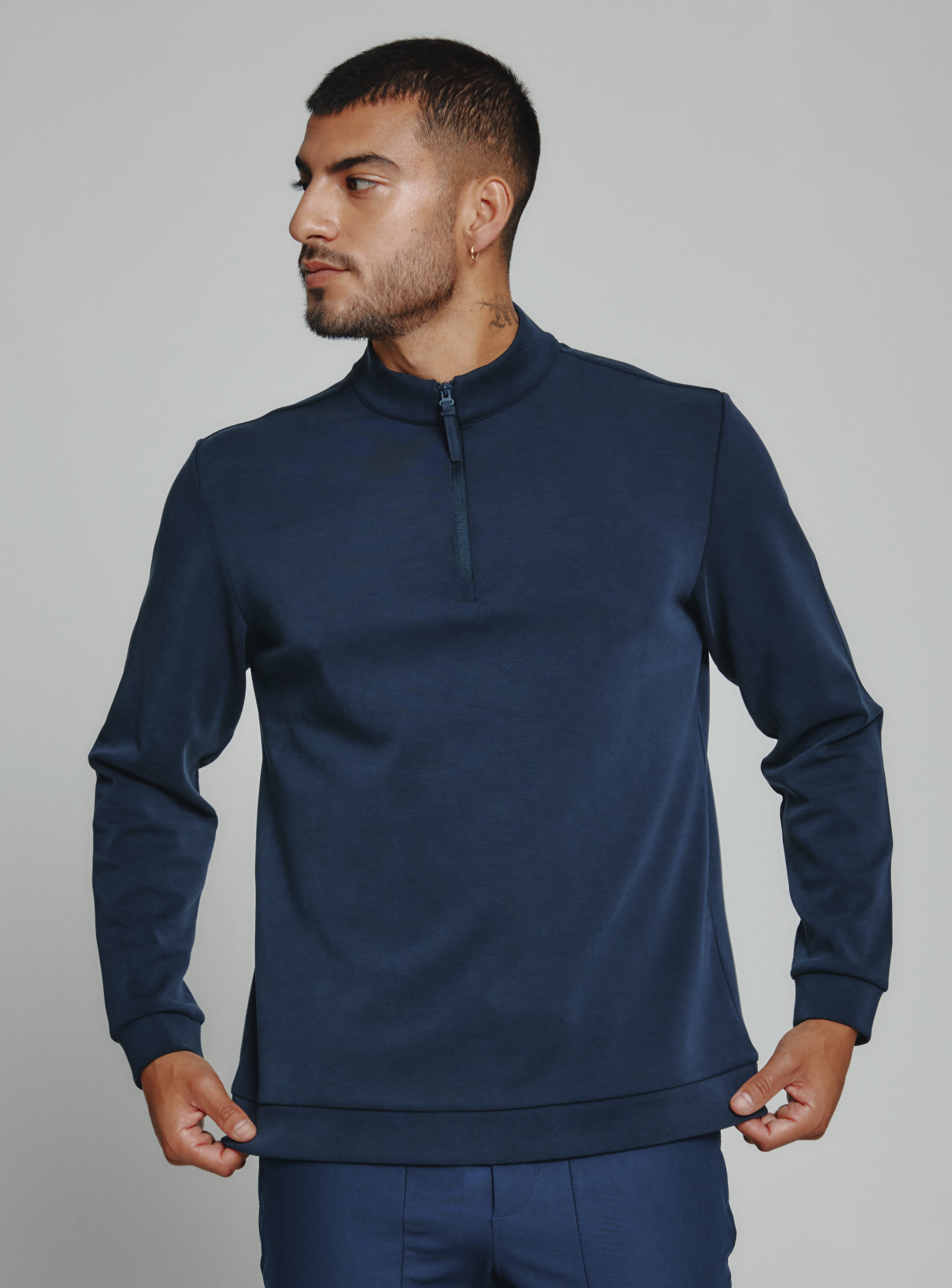 Rev 1/4 Zip Modal Sweater Navy
