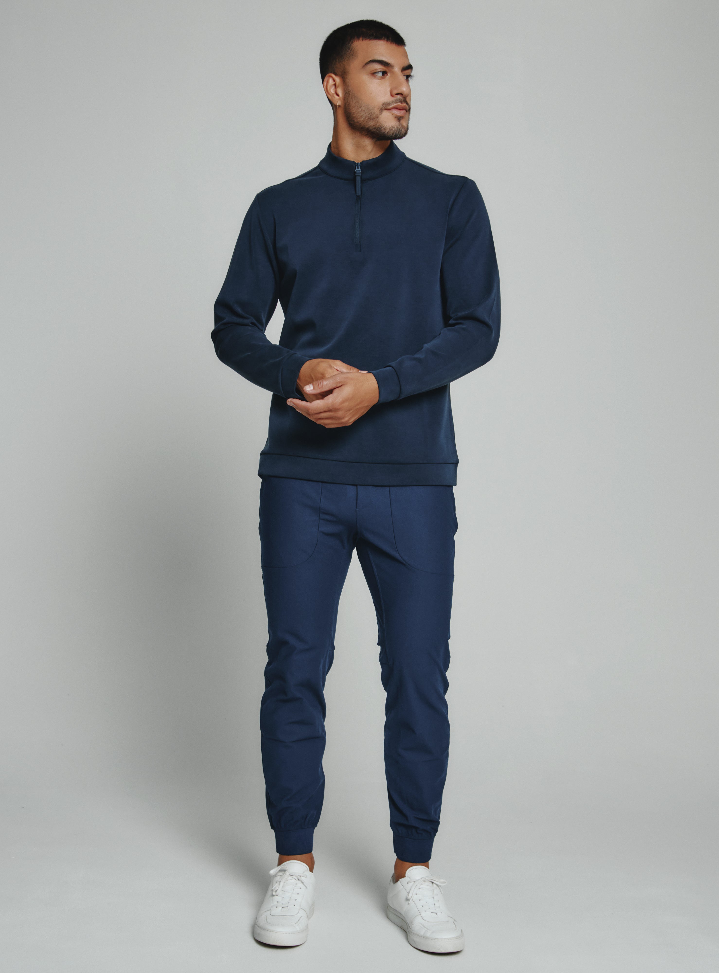Rev 1/4 Zip Modal Sweater Navy