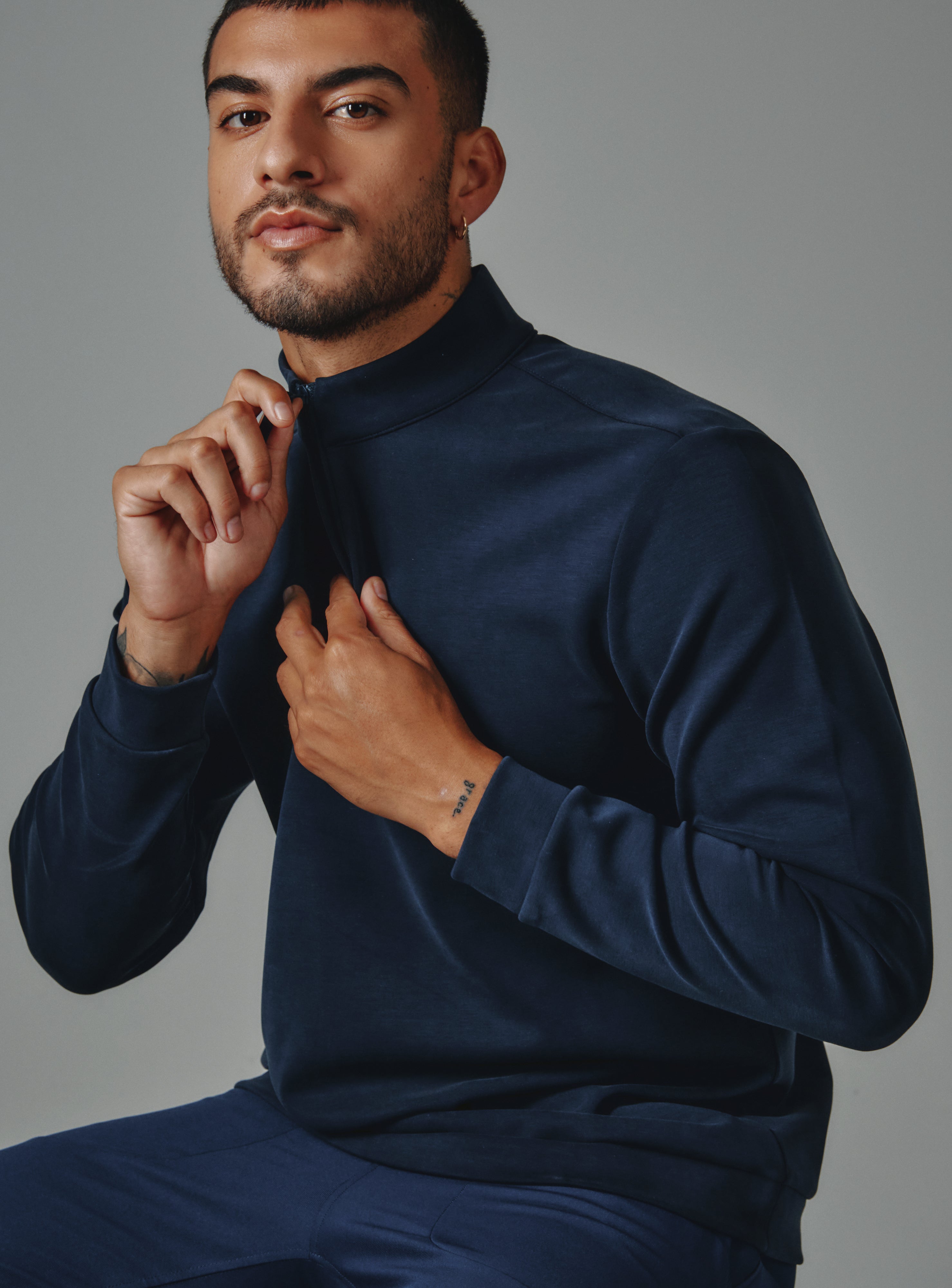 Rev 1/4 Zip Modal Sweater Navy