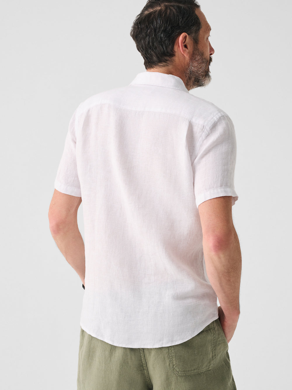 Short Sleeve Linen Laguna Shirt Bright White Basketweave
