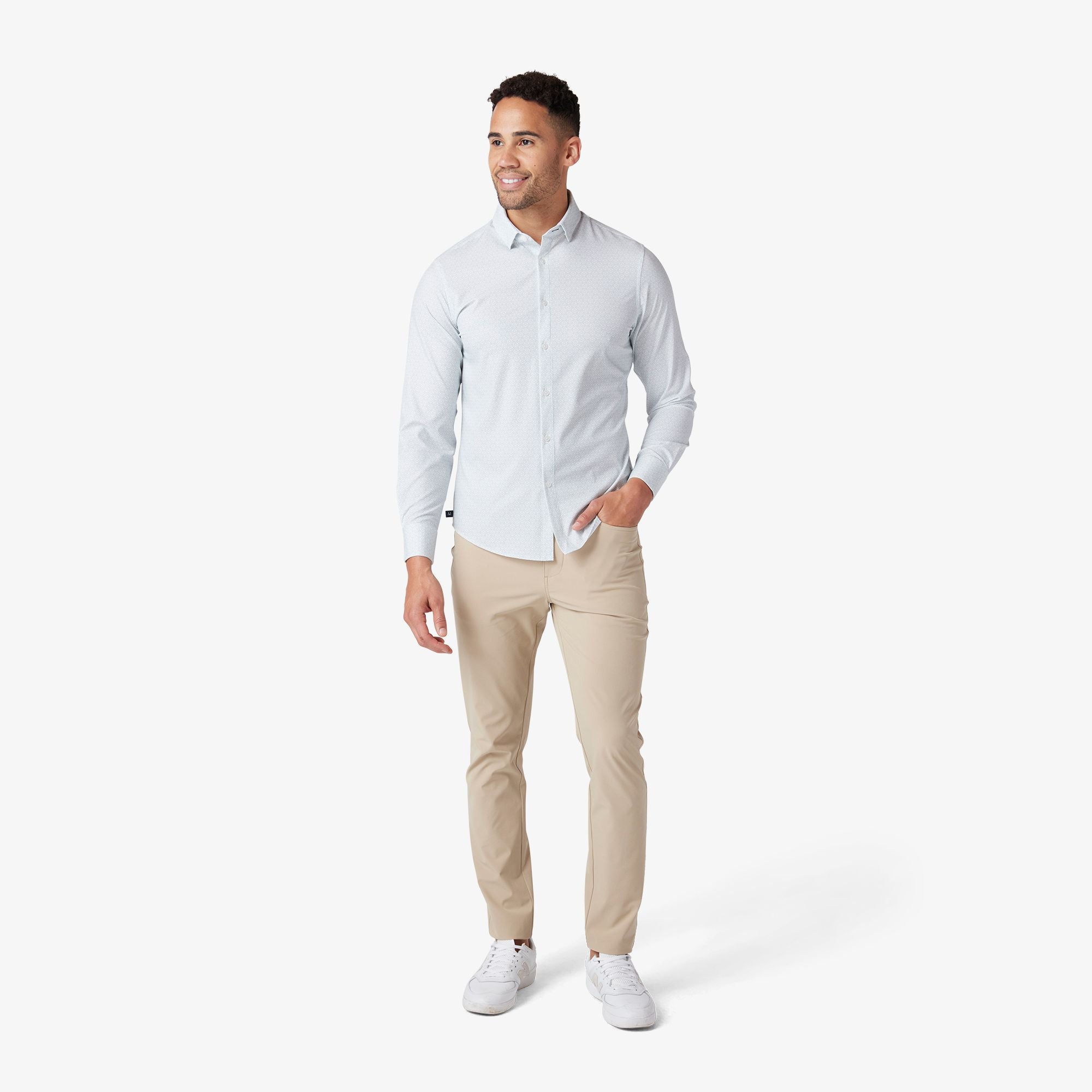 Leeward "No Tuck" Long Sleeve Dress Shirt White Mosaic