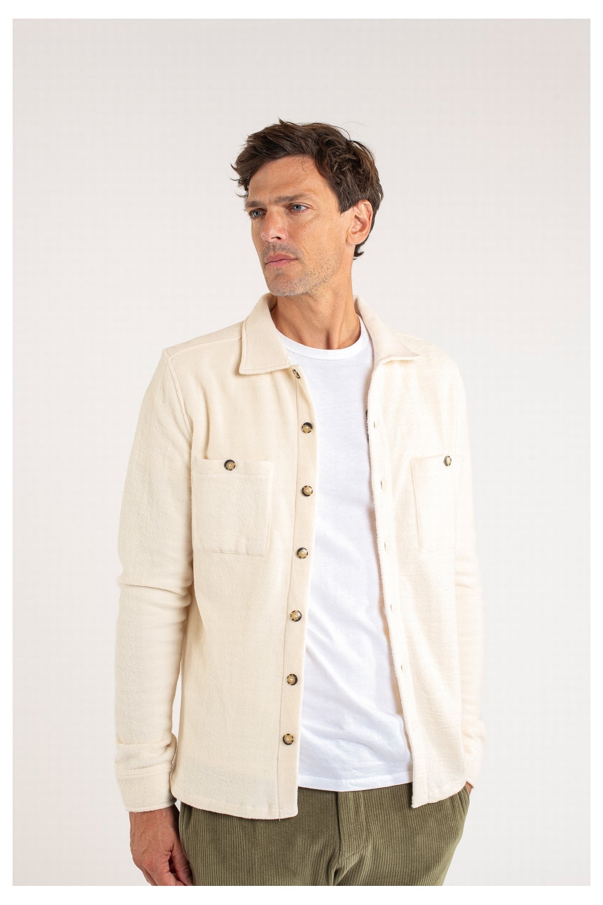 Gian Polarfleece Overshirt Vintage White