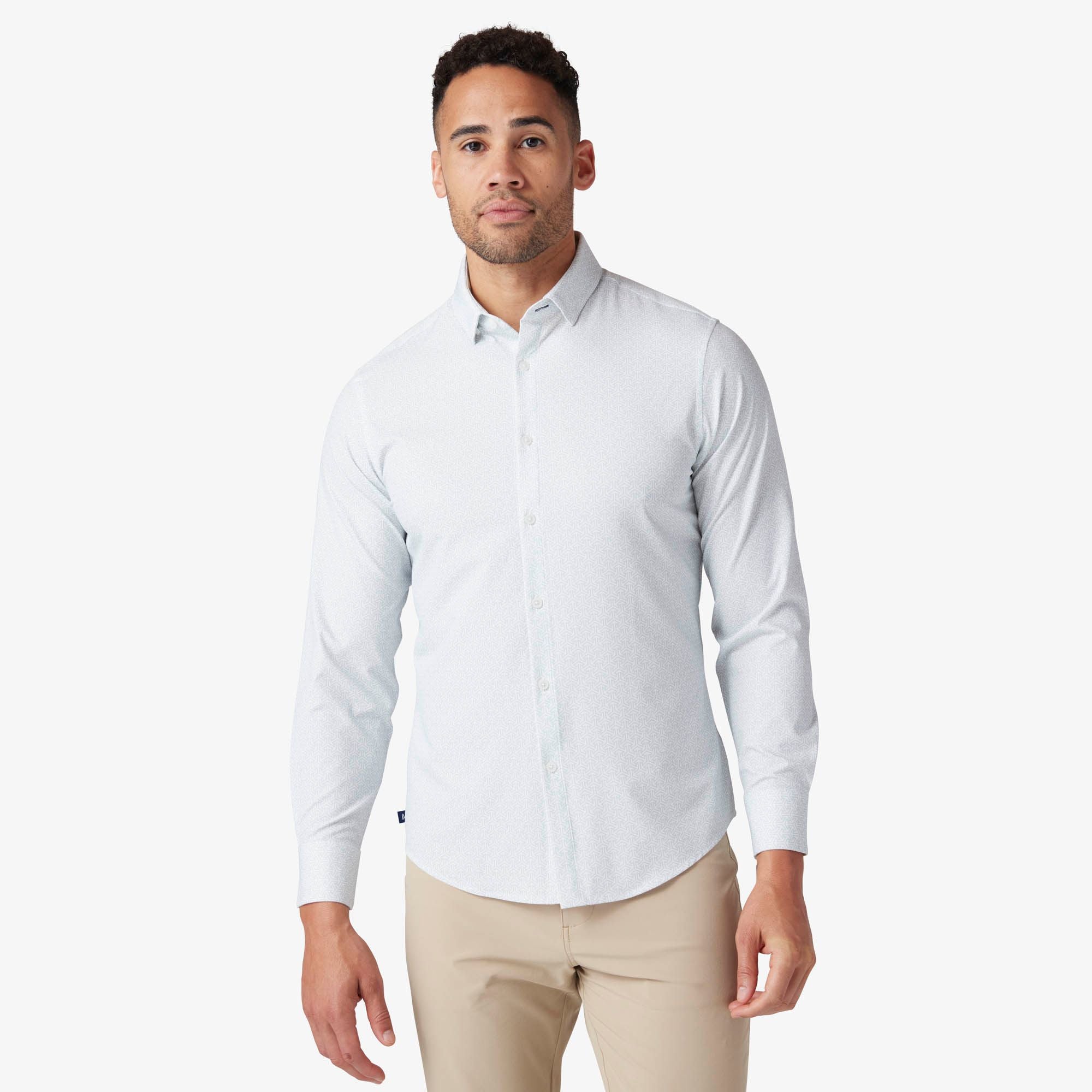 Leeward "No Tuck" Long Sleeve Dress Shirt White Mosaic
