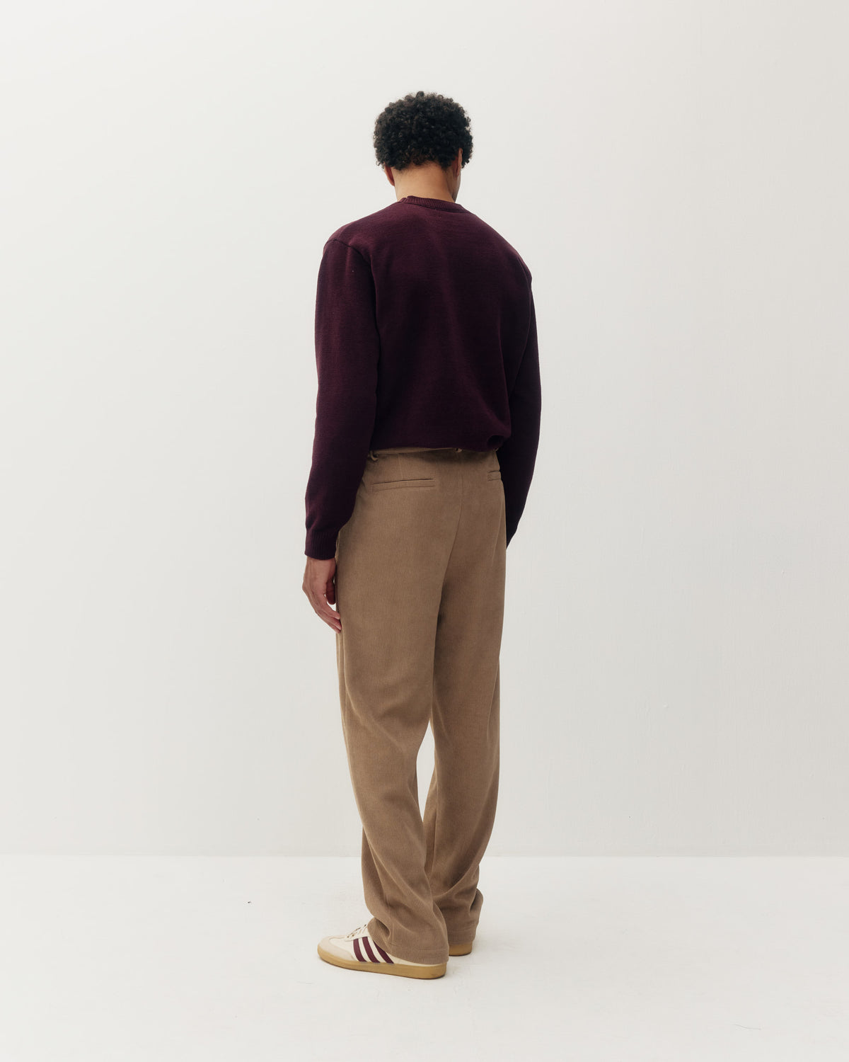 Chenille Knit Pleated Trouser Taupe