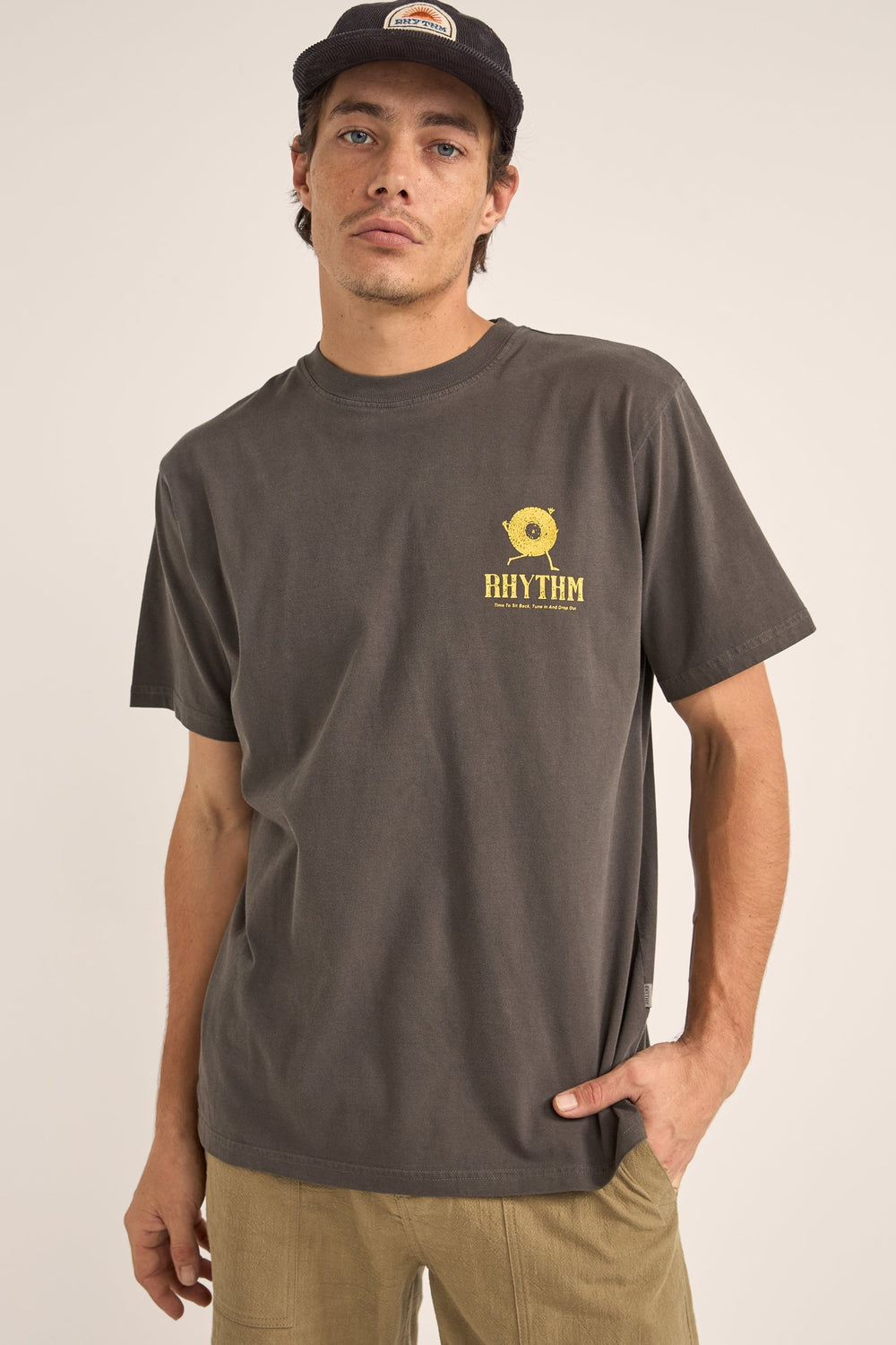 Record Vintage Short Sleeve T-Shirt Vintage Black