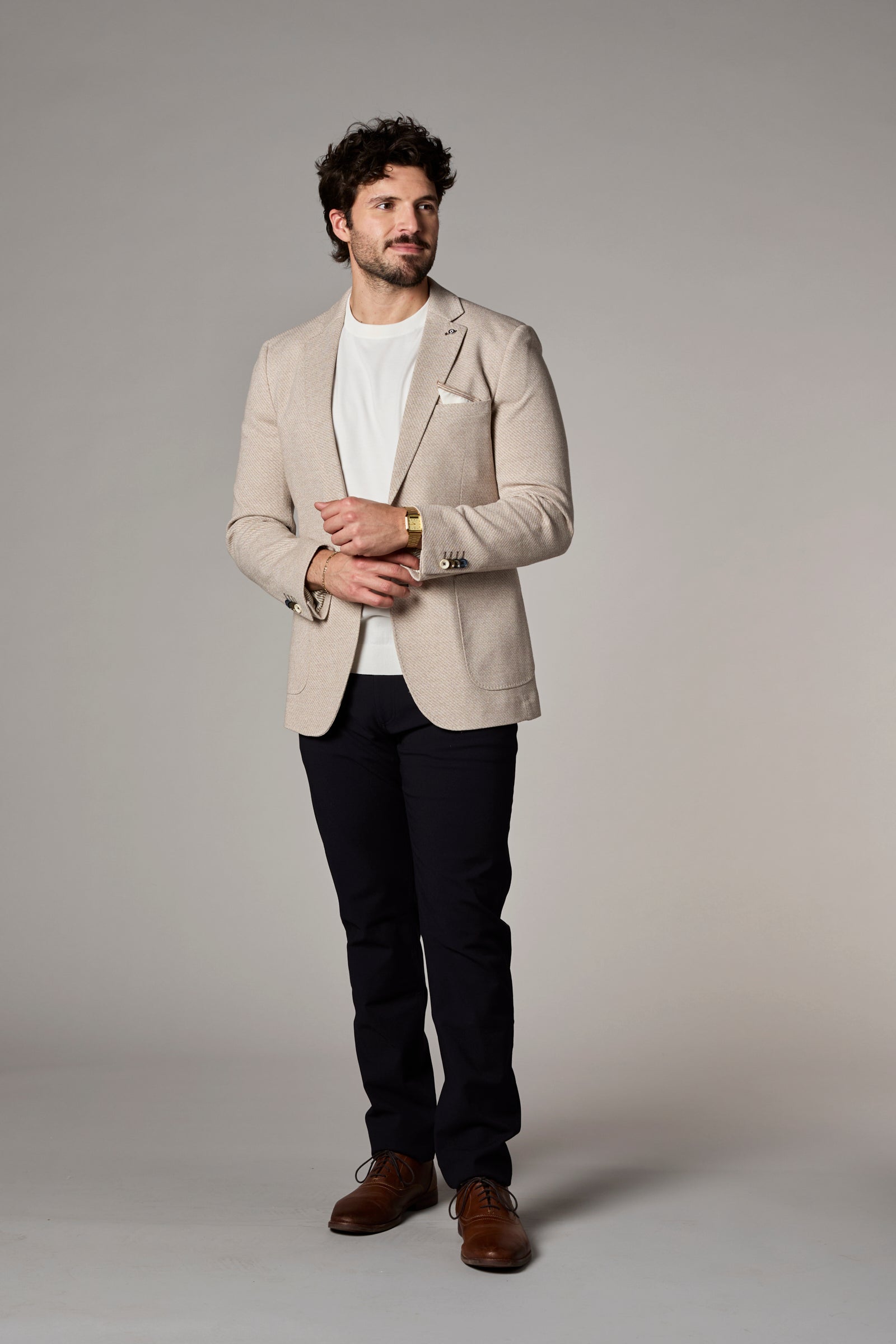 Textured Knit Blazer Sand