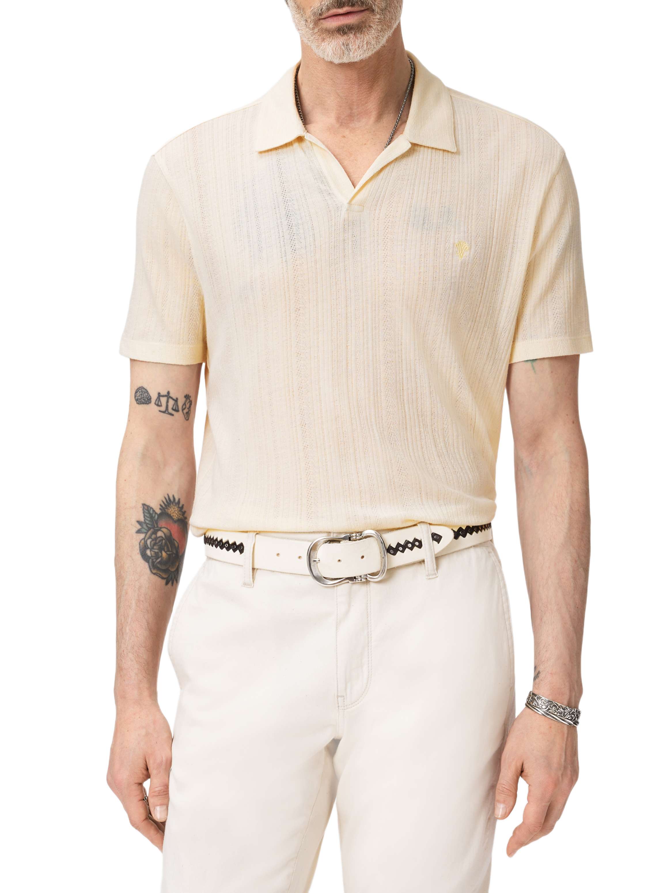Leonardo Embroidered Johnny Polo Chalk