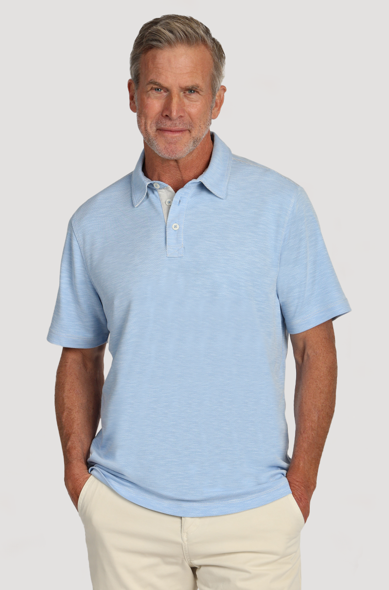 Sueded Dobby Tencel Modal Polo Sky