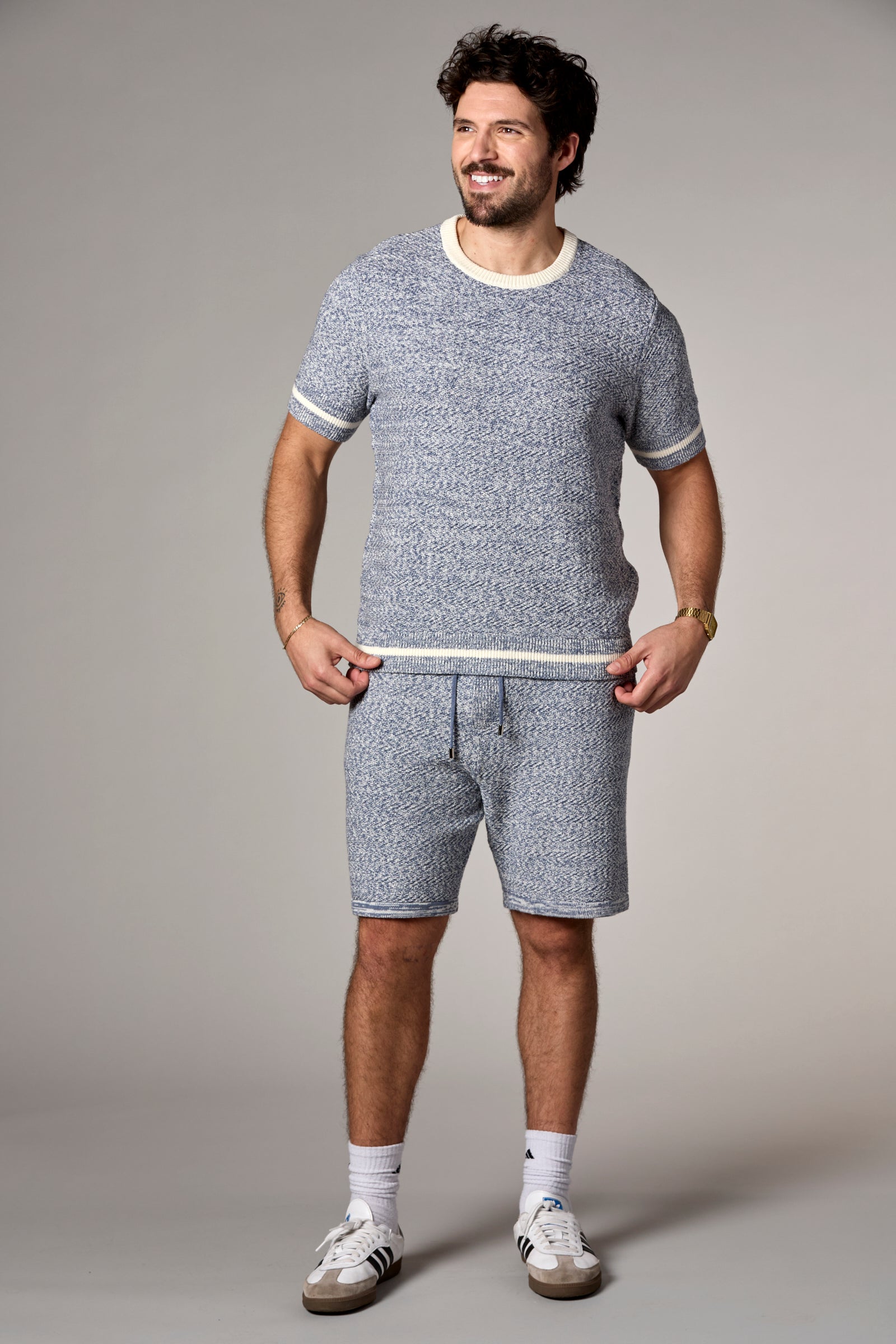Textured Knit Tee Denim Multi