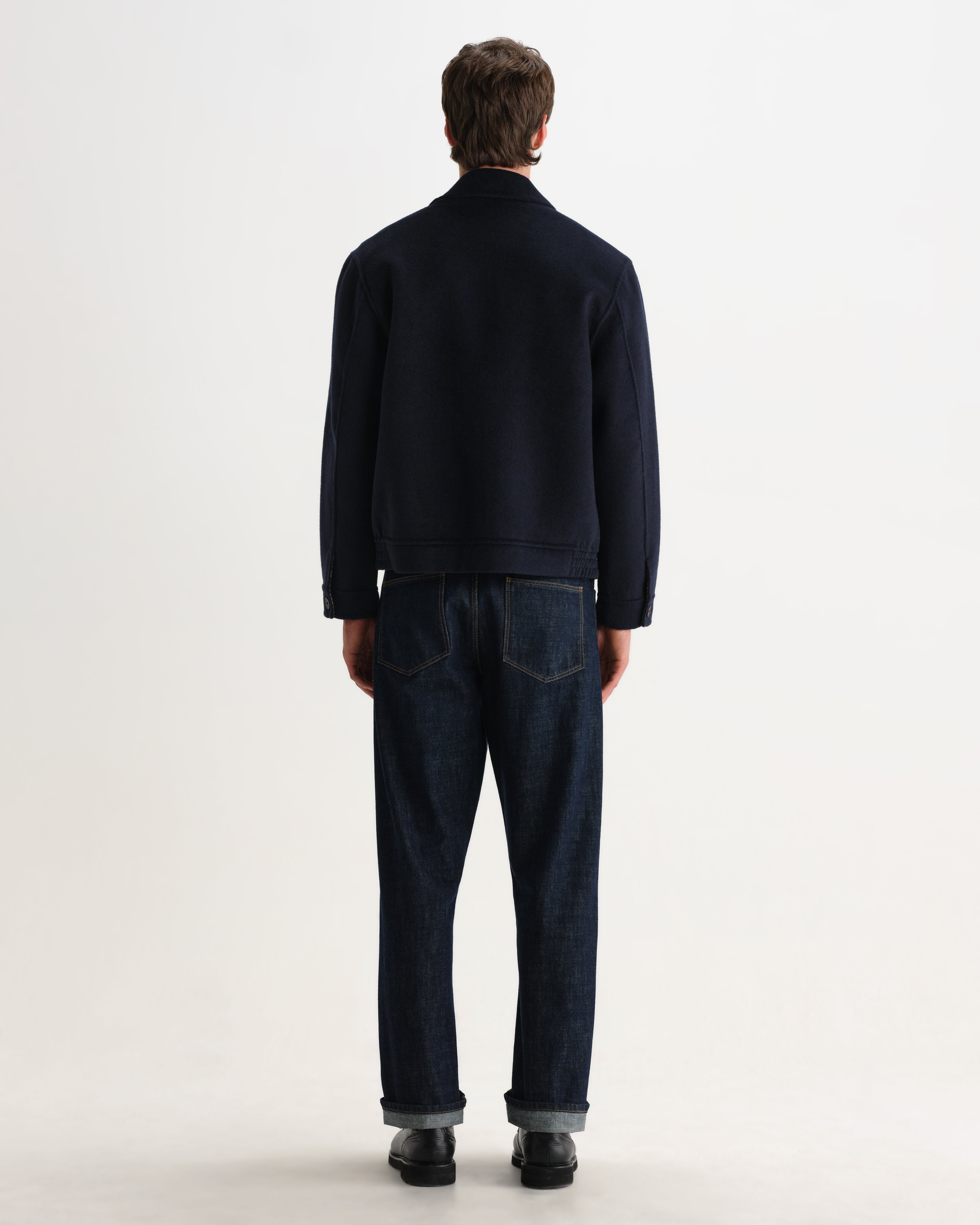 Hamblin Jacket in Double Face Check Navy/Brown