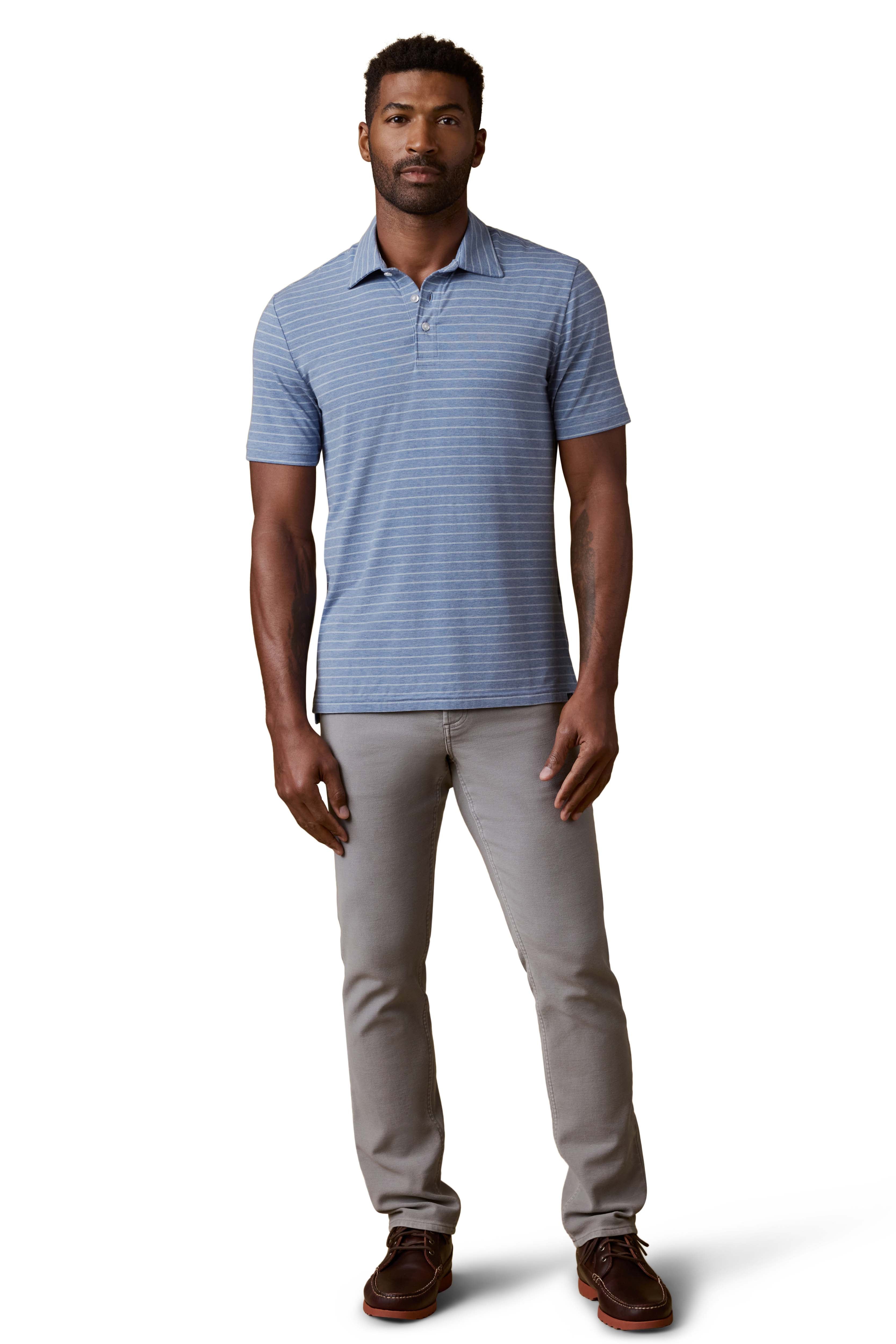 Movement Short Sleeve Polo Twilight Grey Heather Stripe