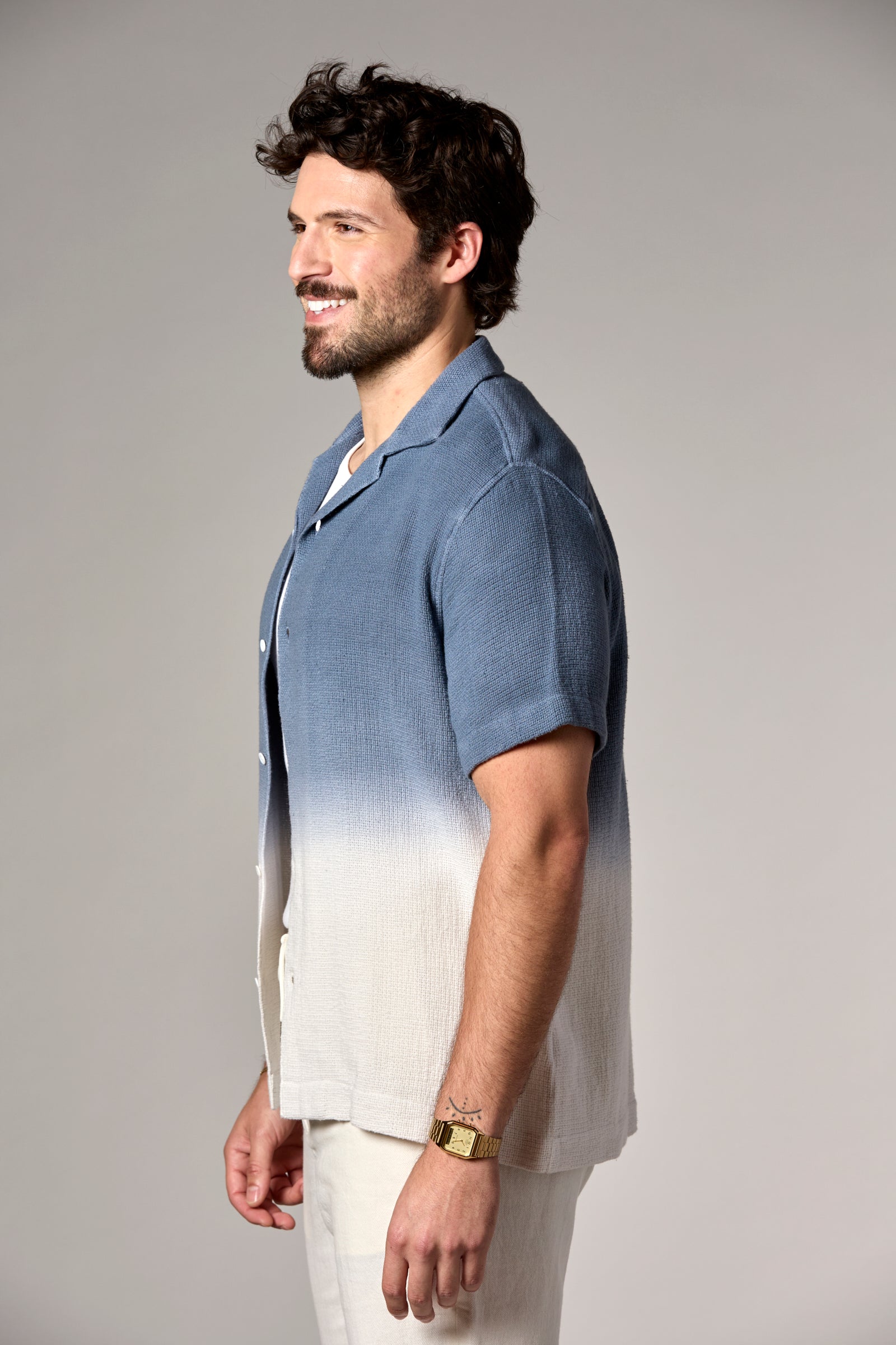 Bahamas S/S Dip Dyed Camp Shirt Navy Dip Dye