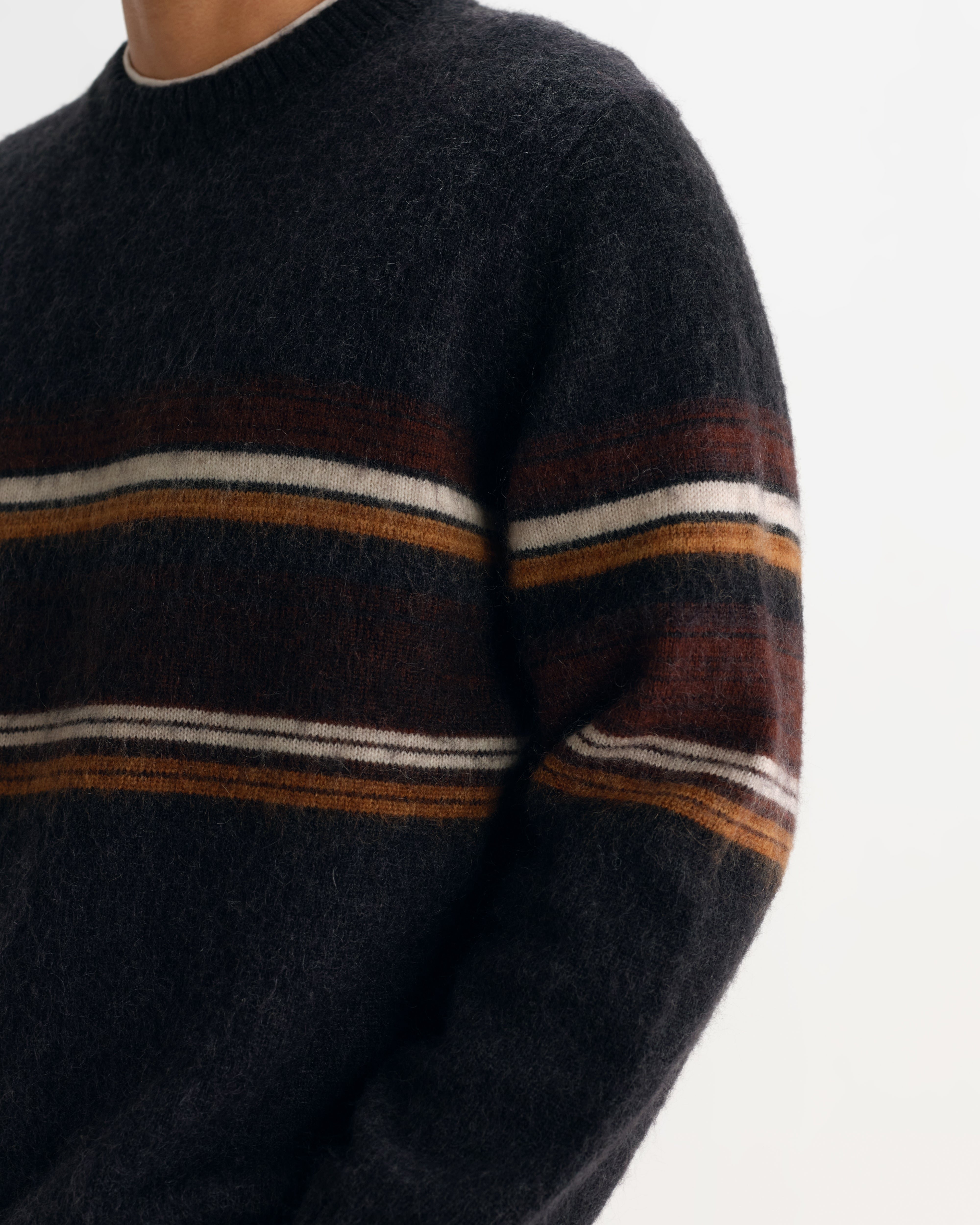 Wilde Crew in Brush Bold Stripe Charcoal/Brown