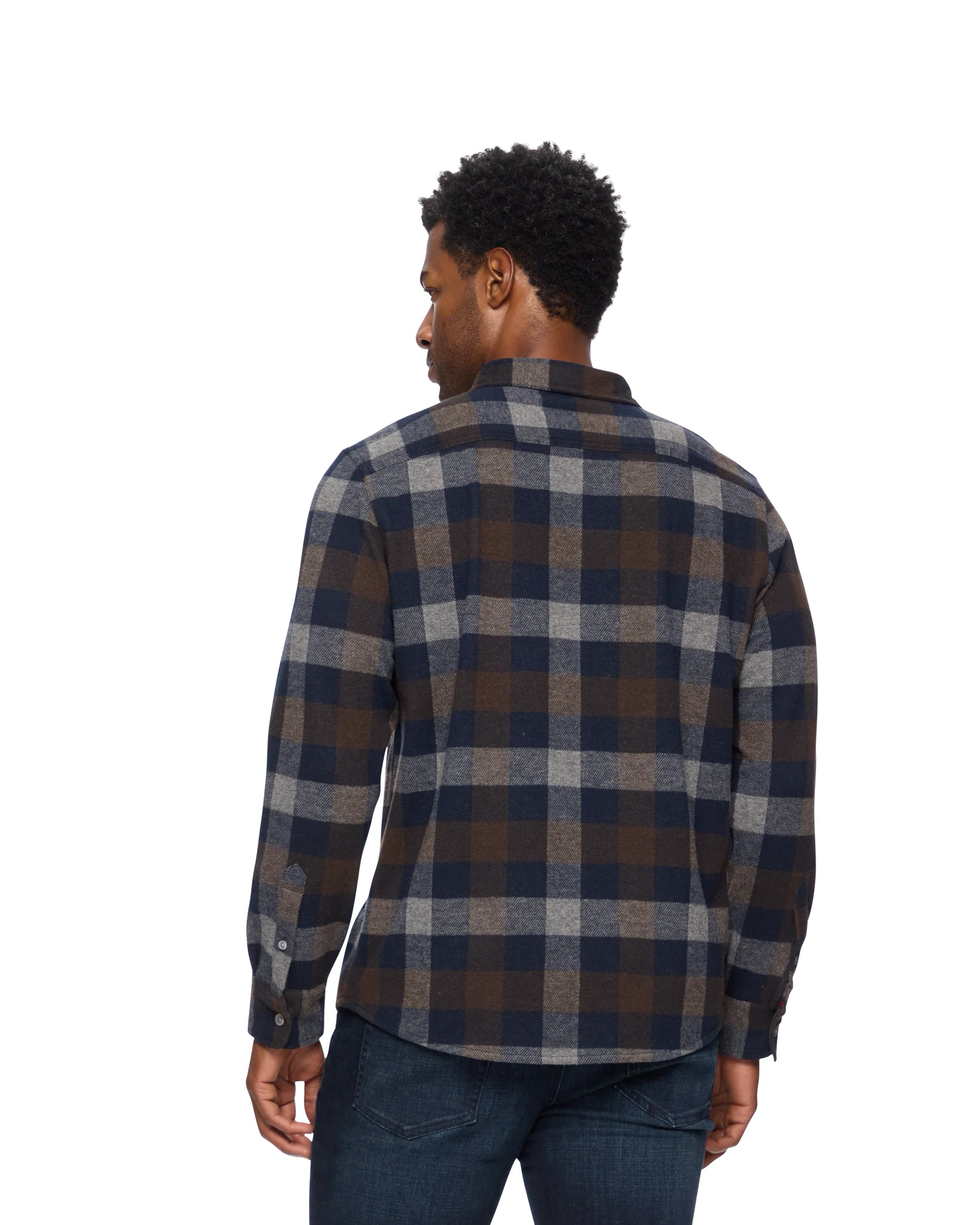 Gilmer Hero Knit Flannel, Navy/Brown