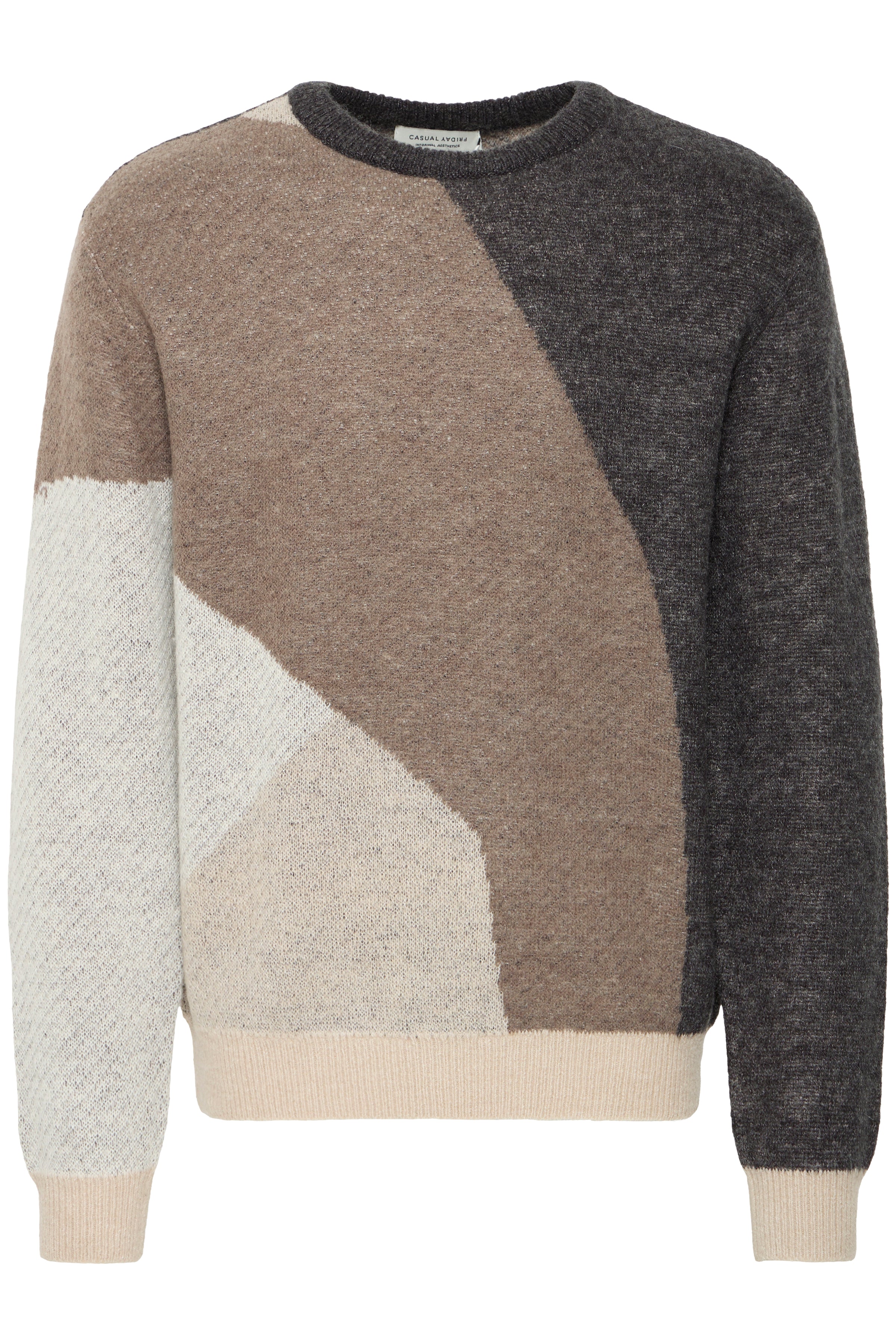 Noe Geometric Knit Crewneck Roasted Cashew