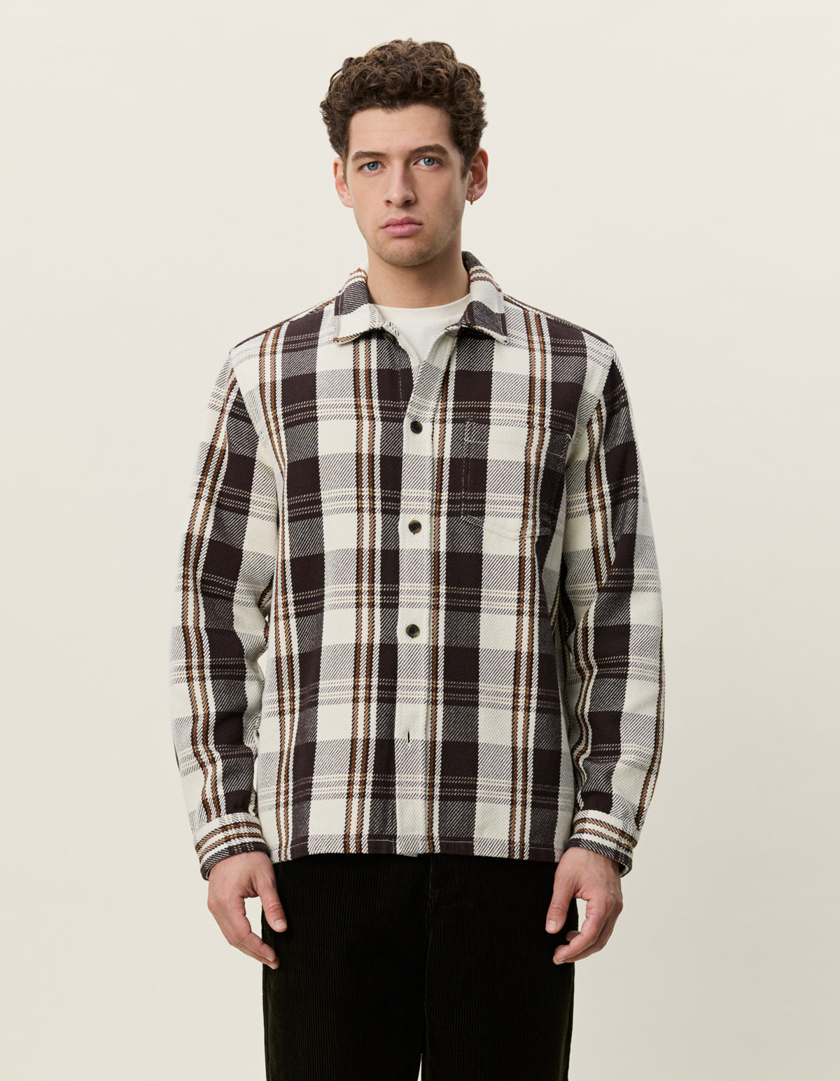 Structured Check Overshirt Dark Sand