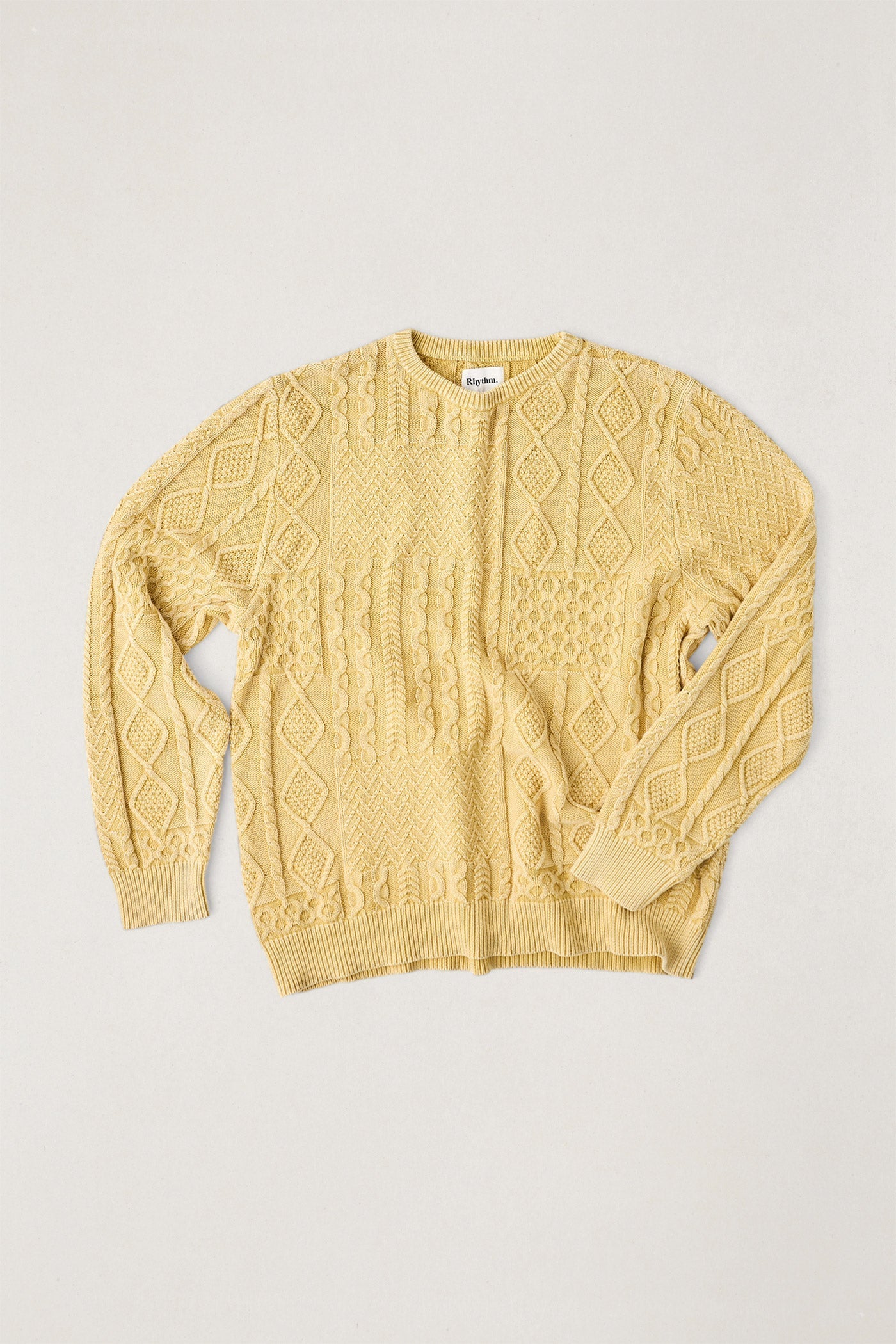 Patchwork Salt Wash Sweater Cornsilk