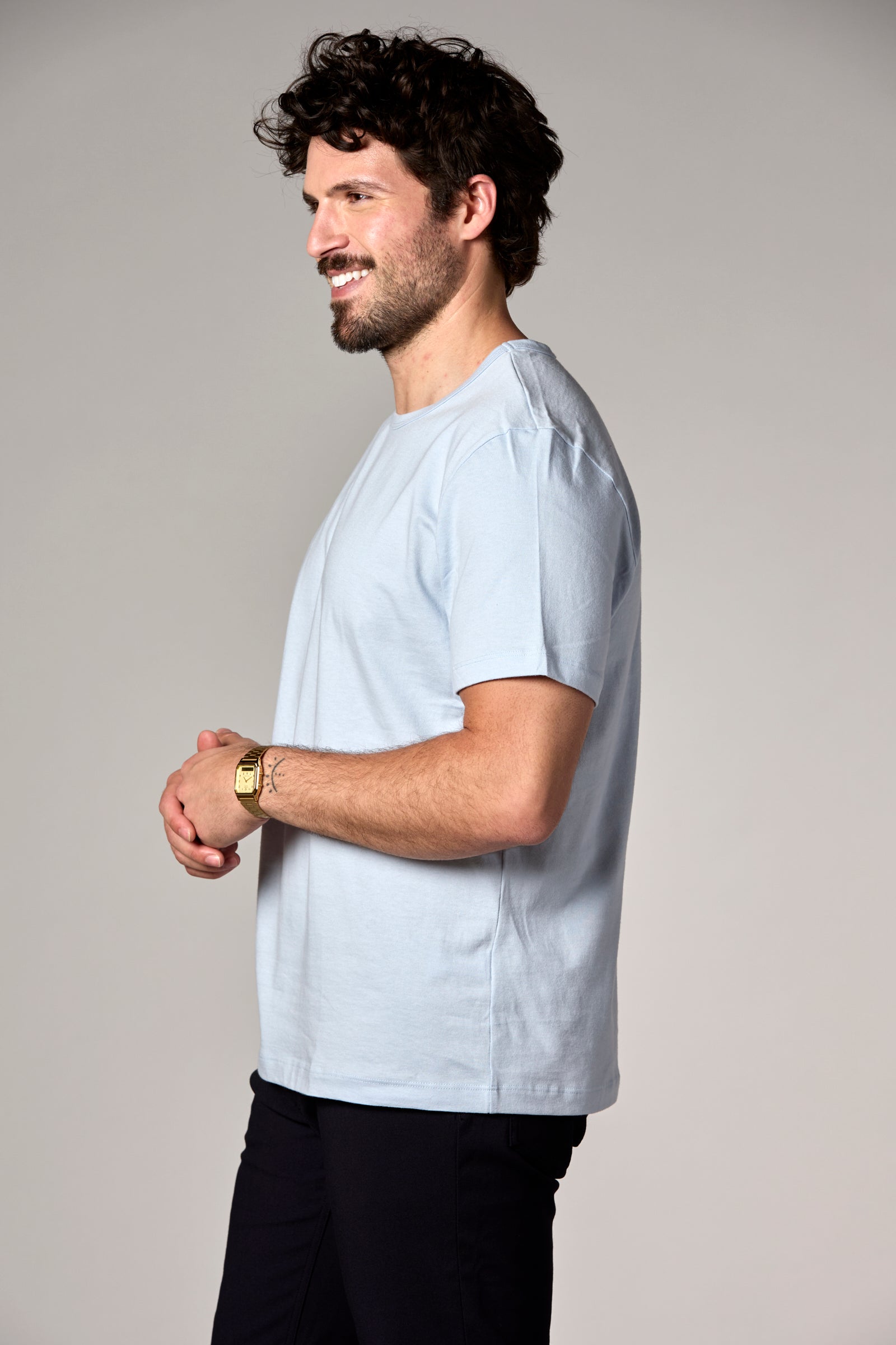 The Rick Crewneck Tee Light Blue