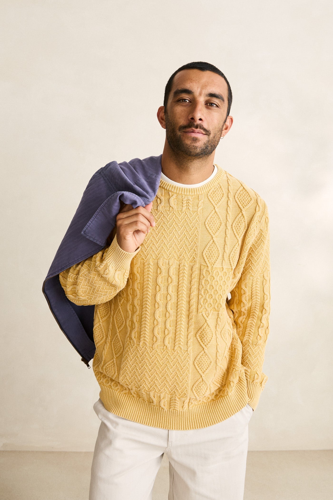 Patchwork Salt Wash Sweater Cornsilk