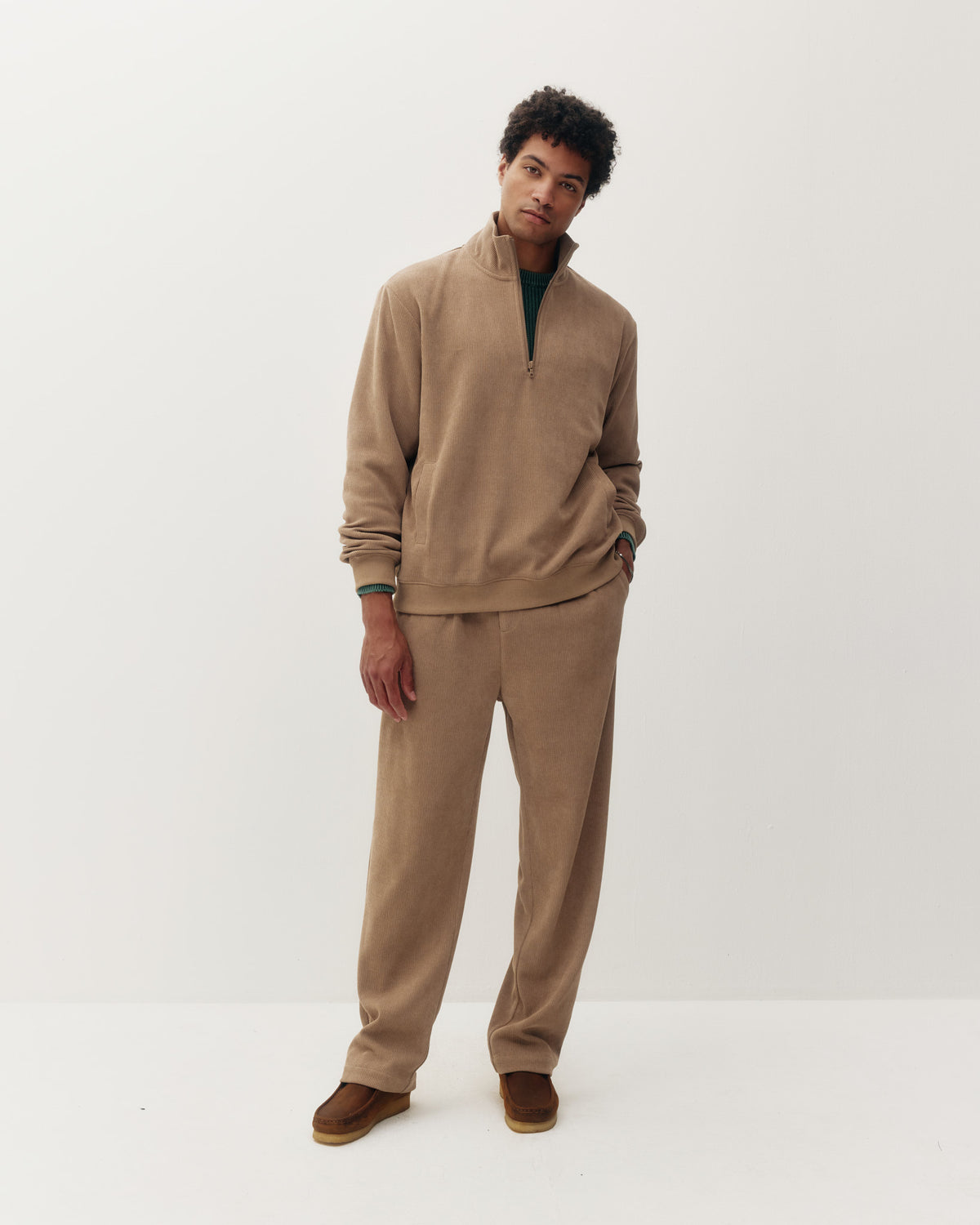 Chenille Knit 1/4 Zip Pullover Taupe